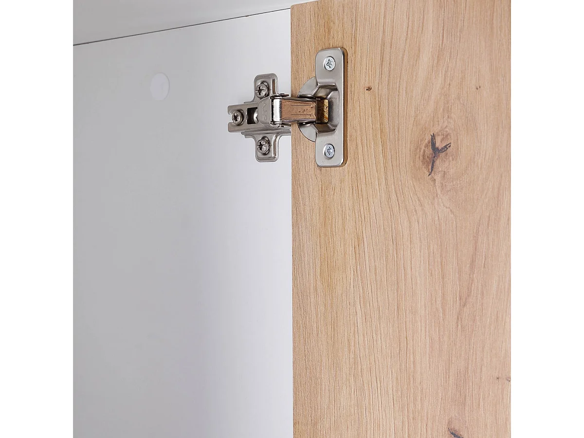 OPHELY - Meuble 5 Portes 5 Niches Blanc et Effet Bois