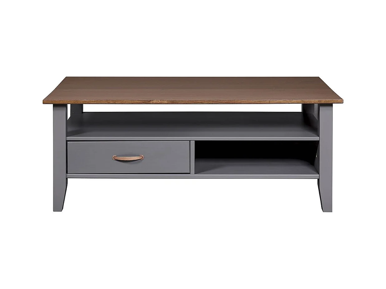 MELINA - Table Basse Rectangulaire Coloris Gris et Naturel