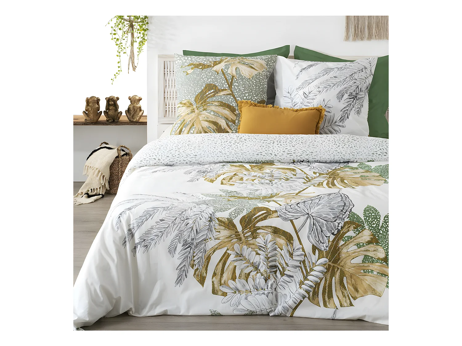 Juego de edredón estampado jungla dorada 240 x 220 cm