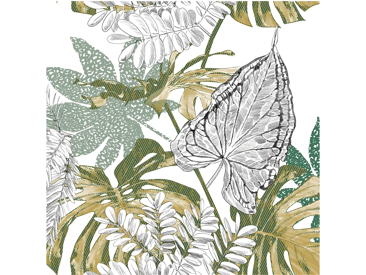 Parure de lit 2 Personnes 240 x 220 cm Housse de couette et 2 taies Imprimé Monstera