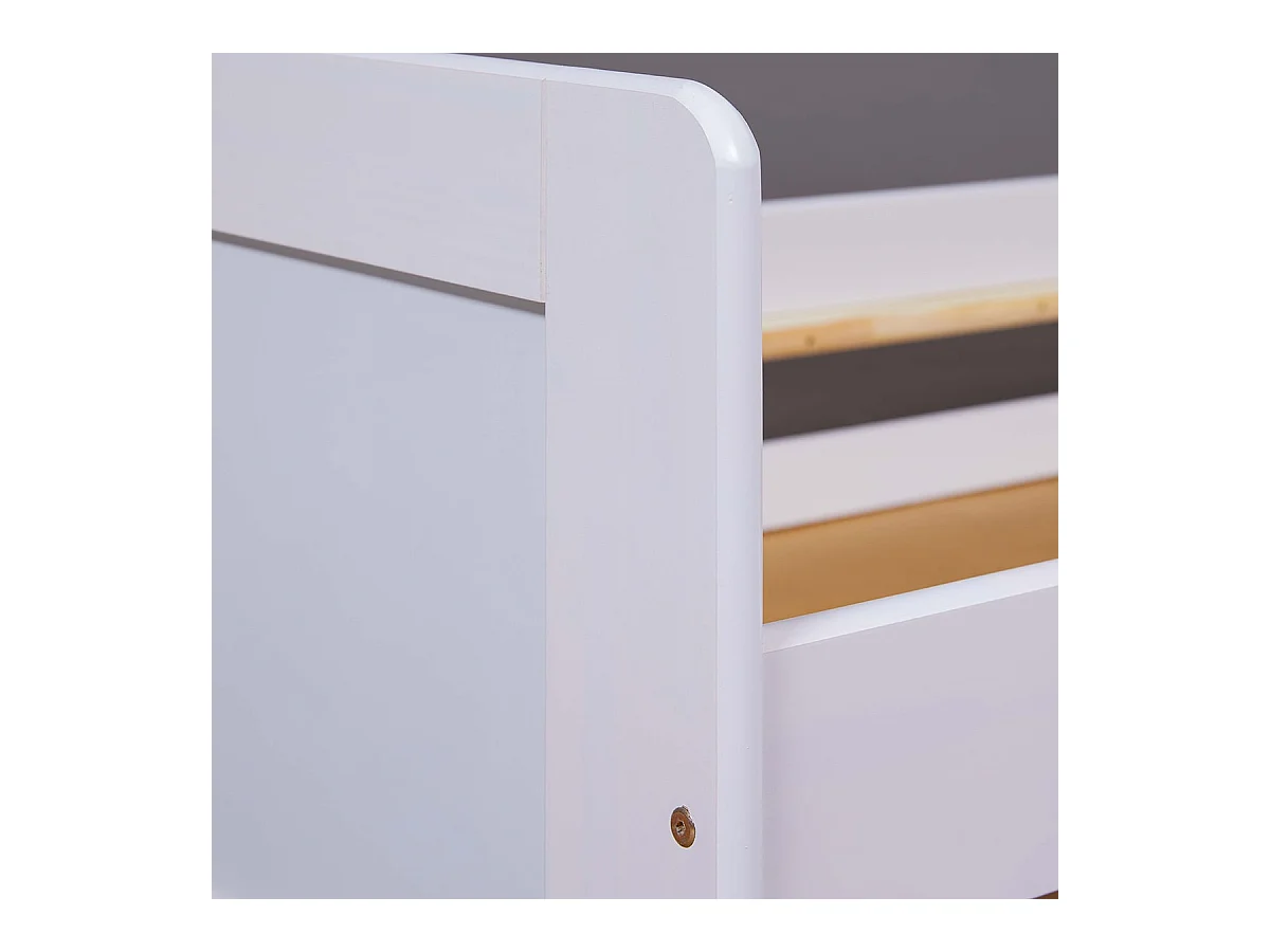 SALLY - Lit Gigogne 90x190 en Bois Massif Vernis Blanc