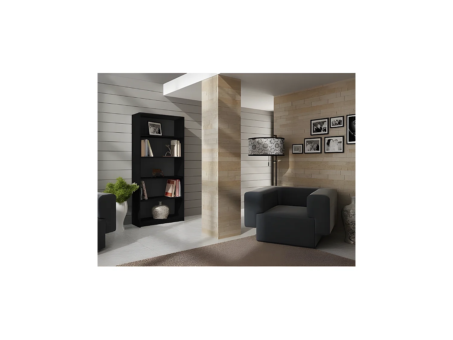 FLORENCE - Librería 5 nichos salón oficina dormitorio - 30x80x182 - Unidad de almacenamiento de libros decorativa - Estanterías para libros