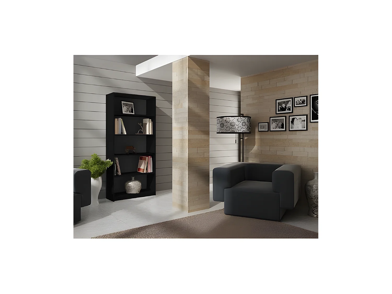 FLORENCE - Bibliothèque 5 niches salon bureau chambre -  30x80x182  - Meuble de rangement livres dèco - Etagères livres