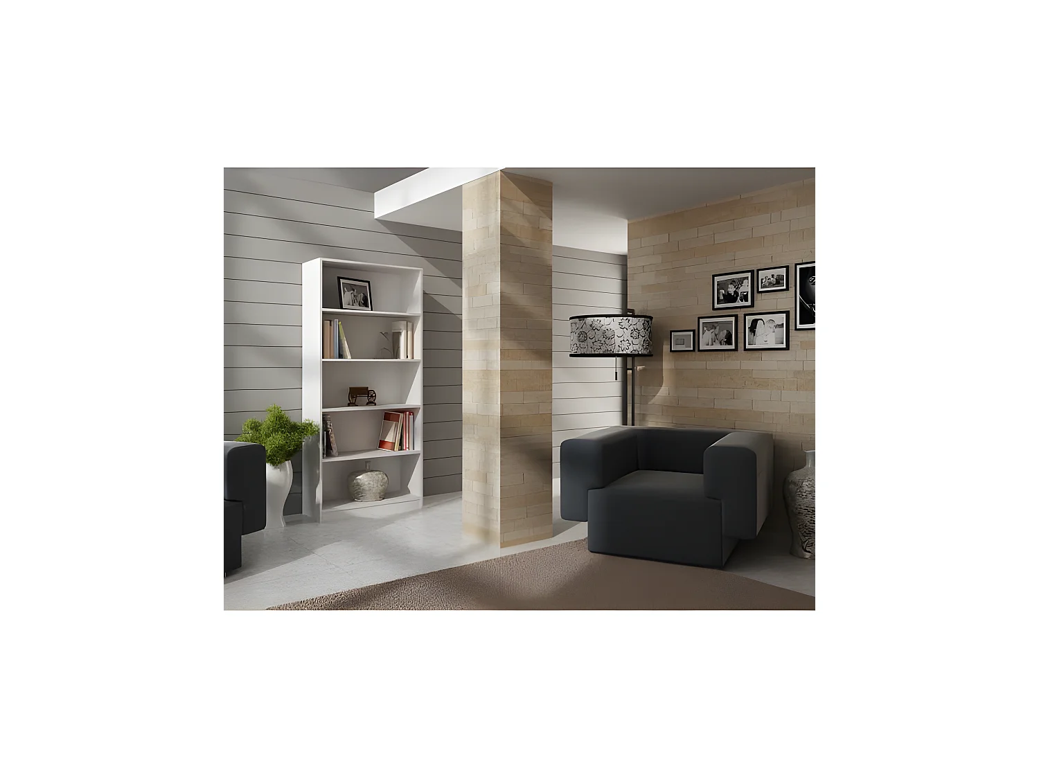 FLORENCIA | Librería moderna con 5 nichos para salón / oficina / dormitorio 30x80x182 | Unidad de almacenamiento multifuncional para libros decorativos