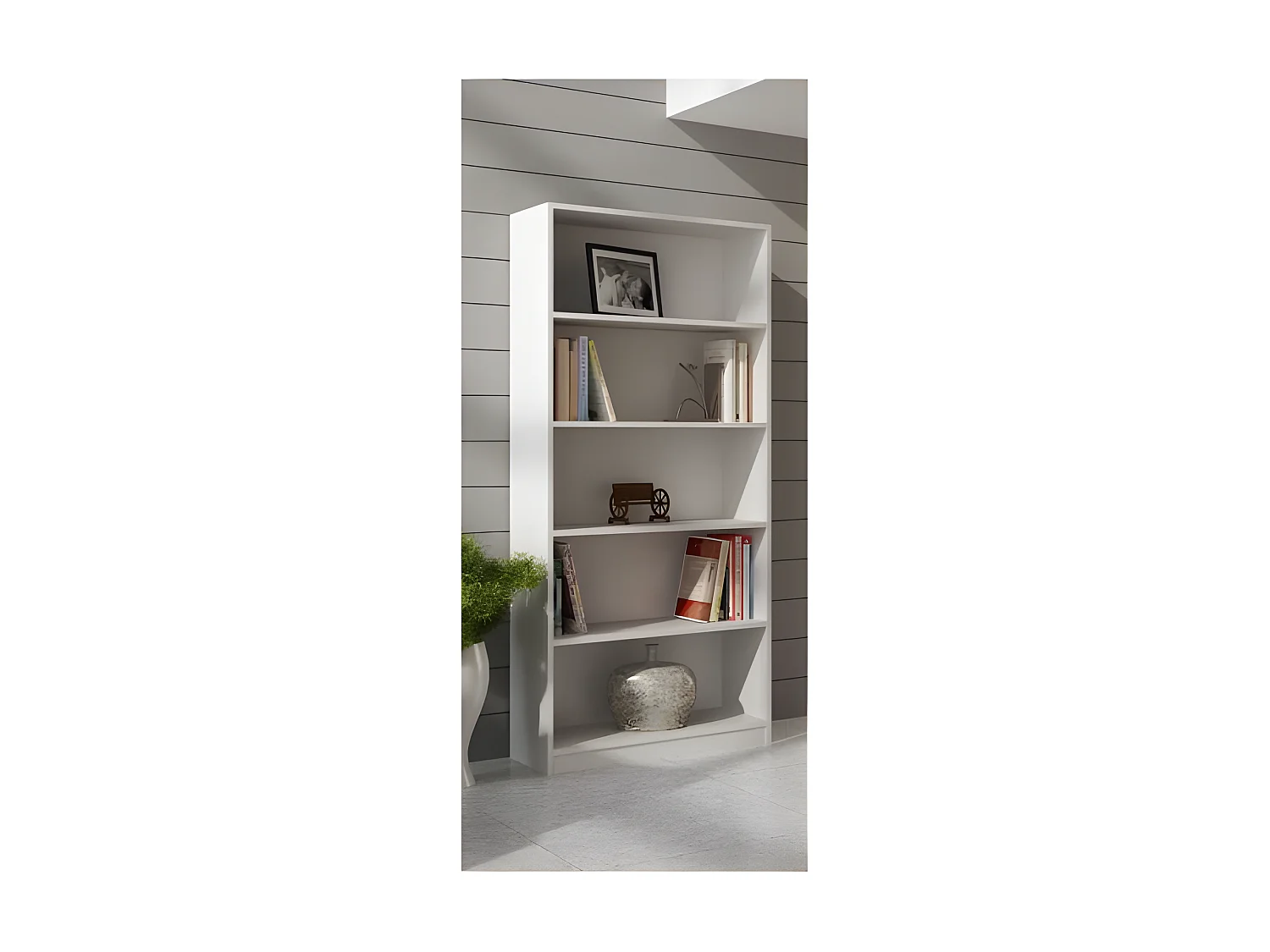 FLORENCE | Bibliothèque contemporaine 5 niches salon/bureau/chambre 30x80x182  | Meuble de rangement multifonctionnel livres dèco