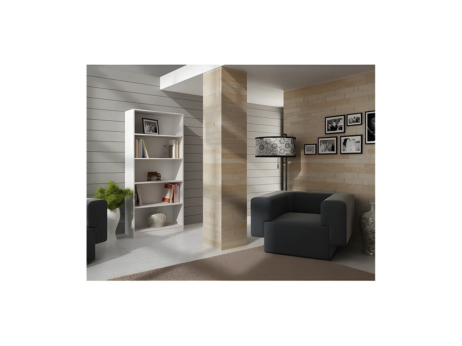 FLORENCE | Bibliothèque contemporaine 5 niches salon/bureau/chambre 30x80x182  | Meuble de rangement multifonctionnel livres dèco