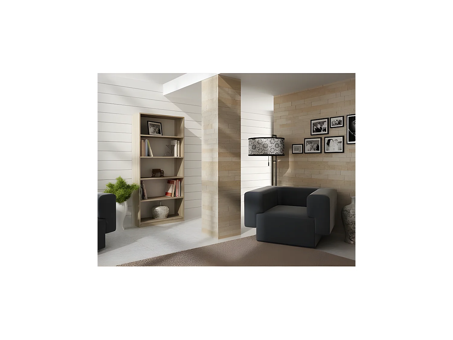 FIRENZE | Libreria contemporanea con 5 nicchie soggiorno/studio/camera 30x80x182 | Mobile contenitore multifunzionale per libri decò