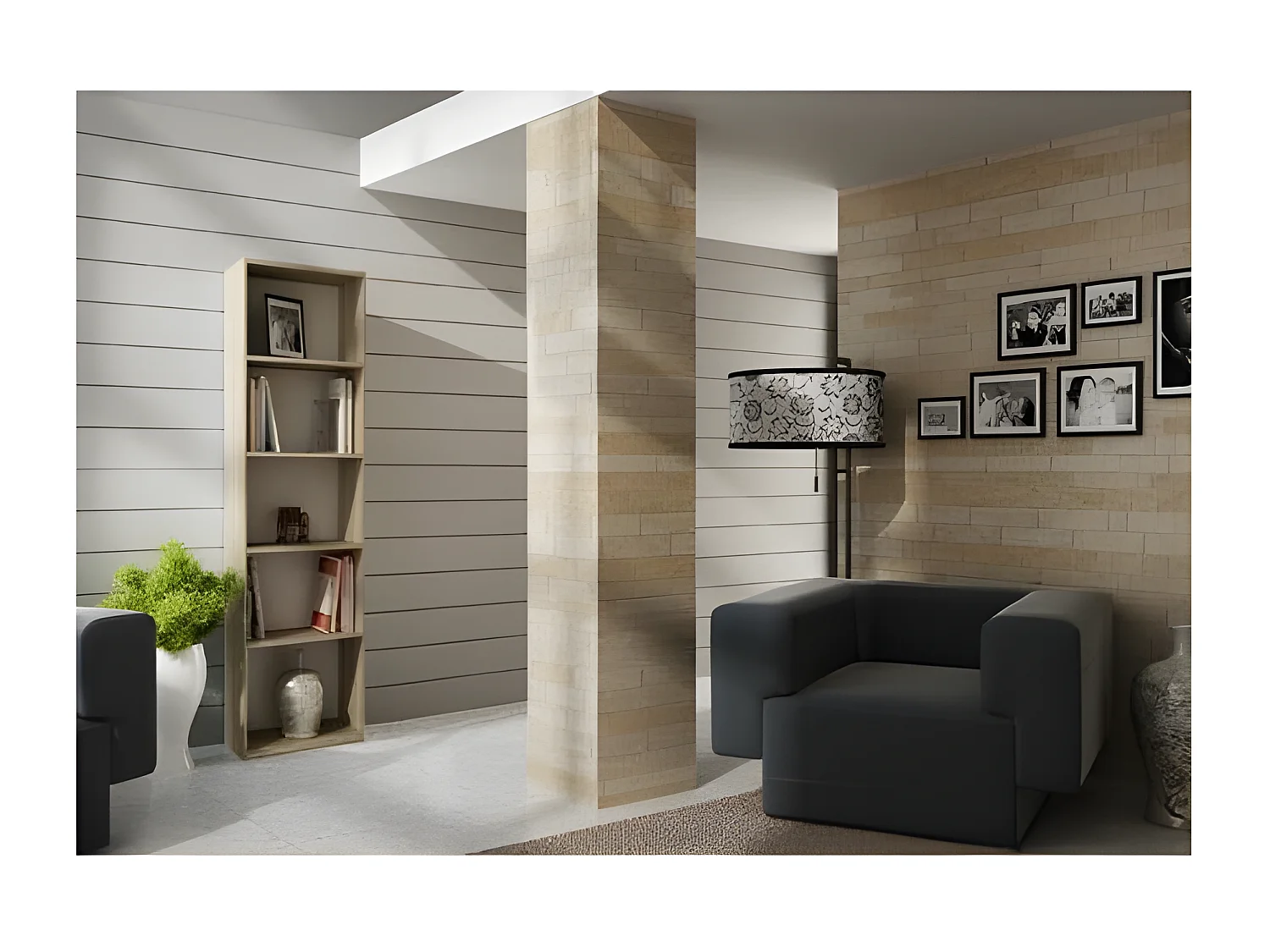 FLORENCE | Bibliothèque contemporaine 5 niches salon/bureau/chambre 30x40x182 | Meuble de rangement multifonctionnel livres dèco