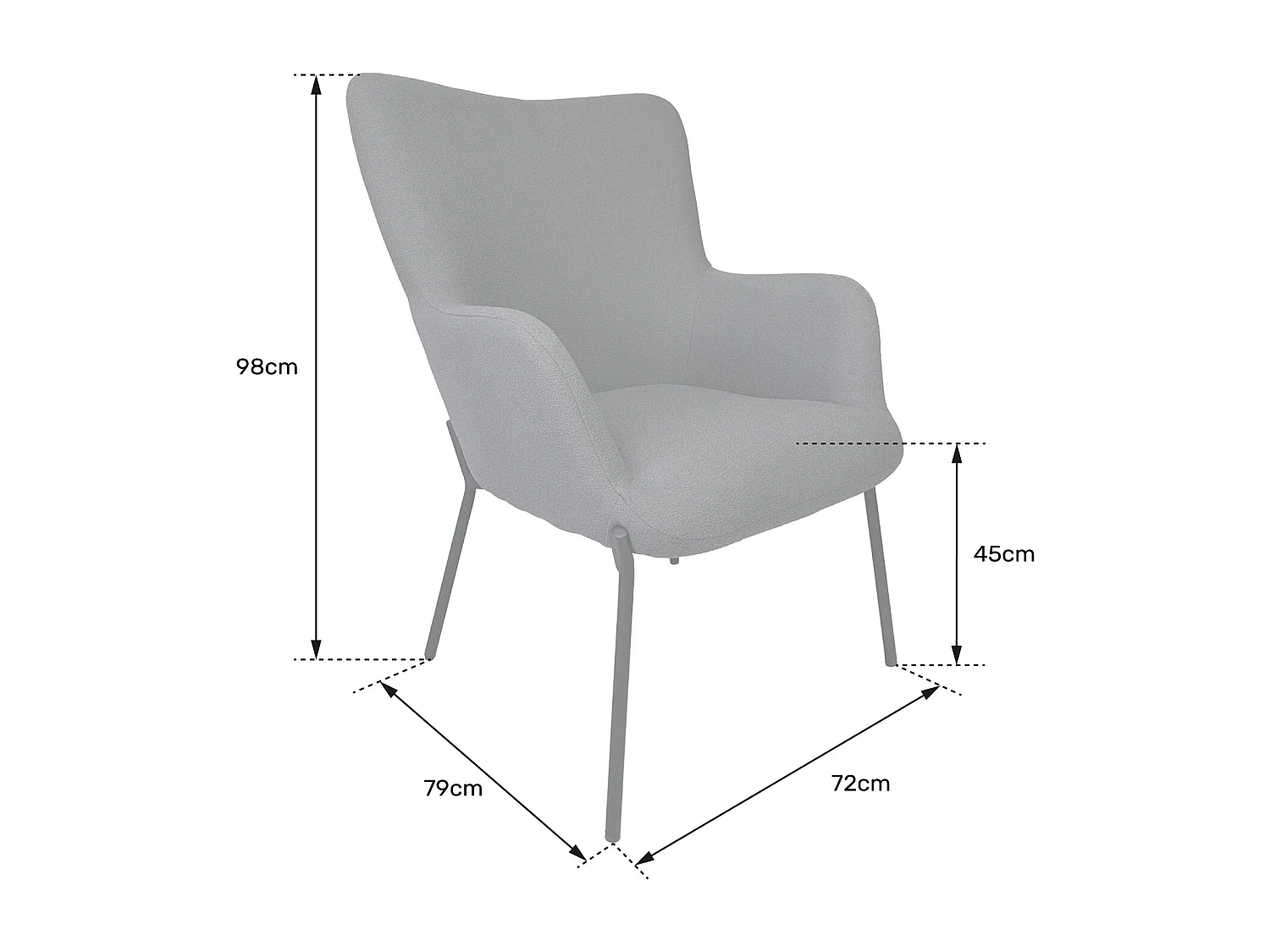 Fauteuil en tissu boucle vert kaki EIRA - HAPPY GARDEN