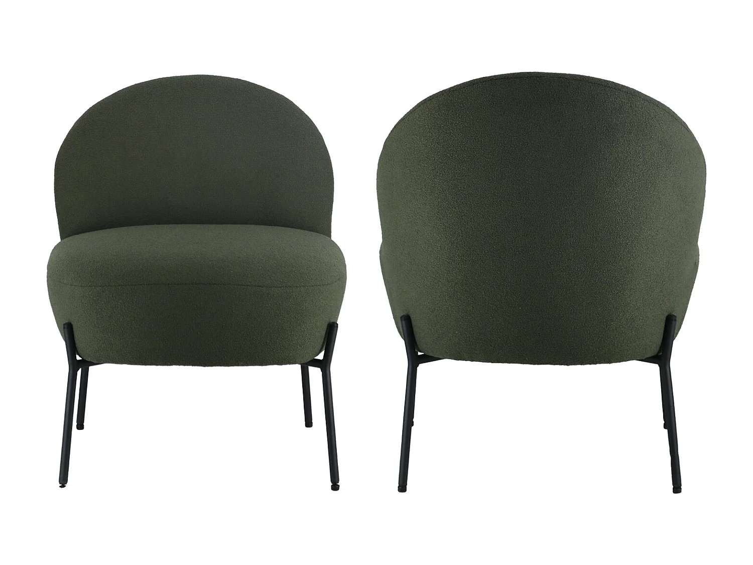 Sillón en tejido bouclé verde caqui HELMI