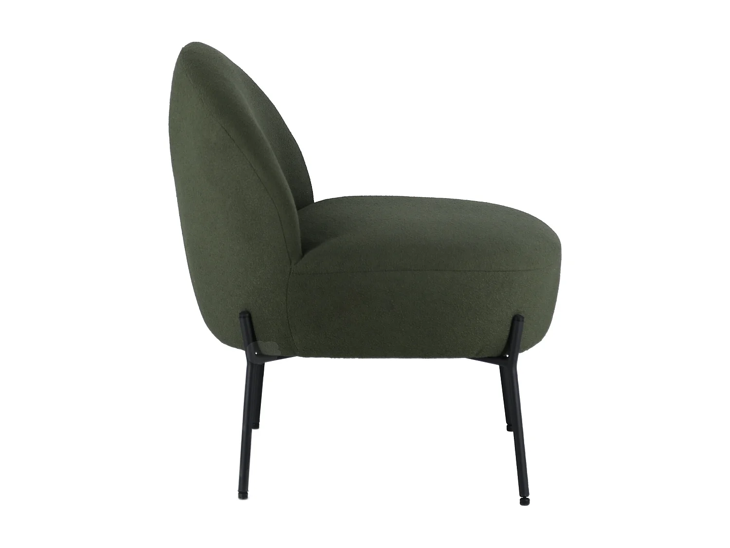 Sillón en tejido bouclé verde caqui HELMI