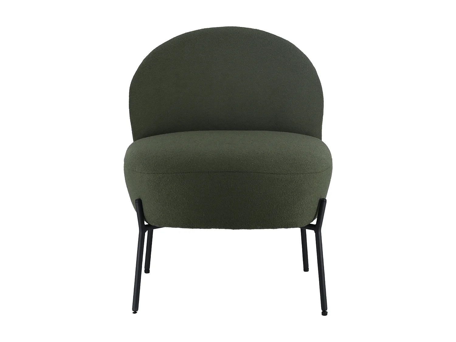 Sillón en tejido bouclé verde caqui HELMI