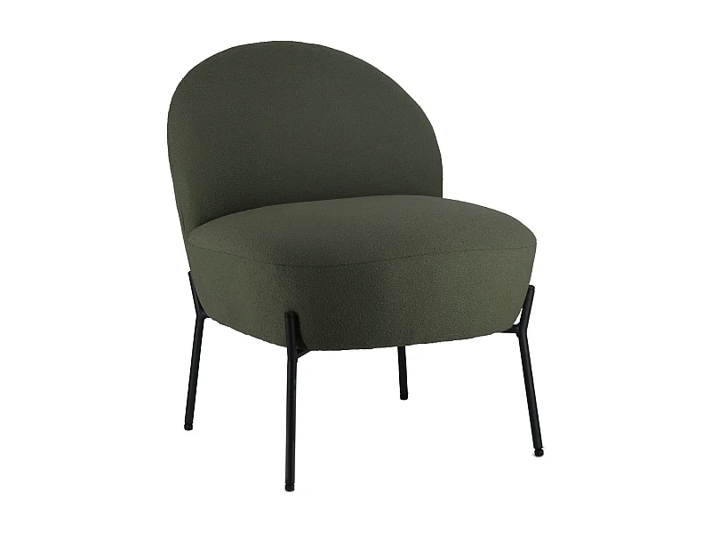 Fauteuil in kaki groene lusstof HELMI