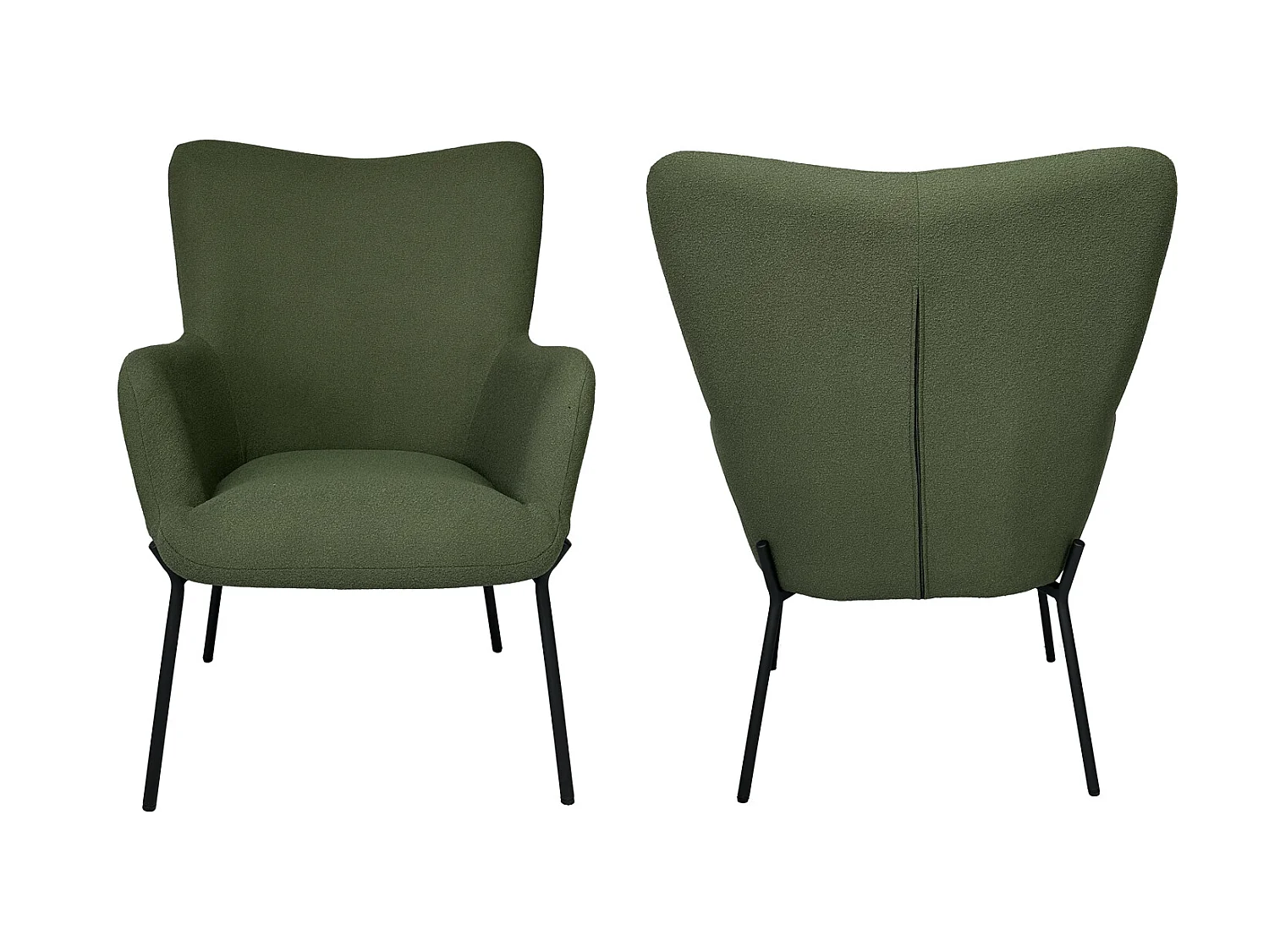 Fauteuil en tissu boucle vert kaki avec repose-pieds EIRA - HAPPY GARDEN