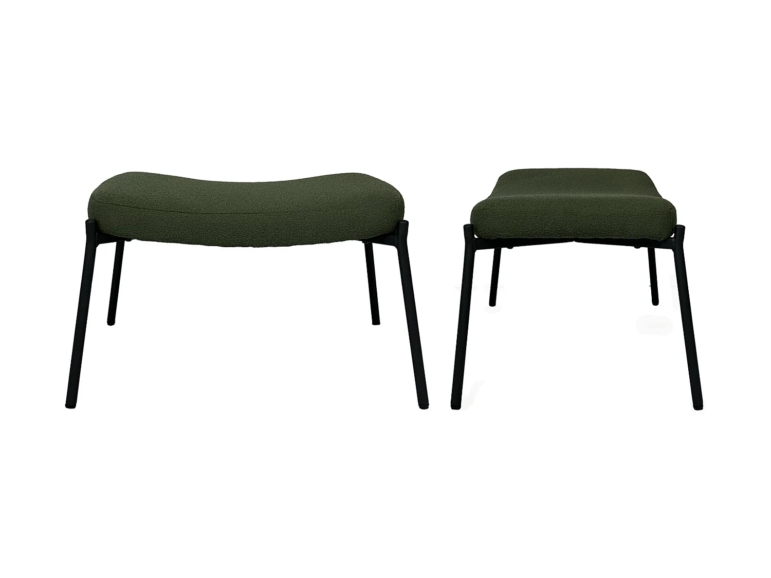 Fauteuil en tissu boucle vert kaki avec repose-pieds EIRA - HAPPY GARDEN