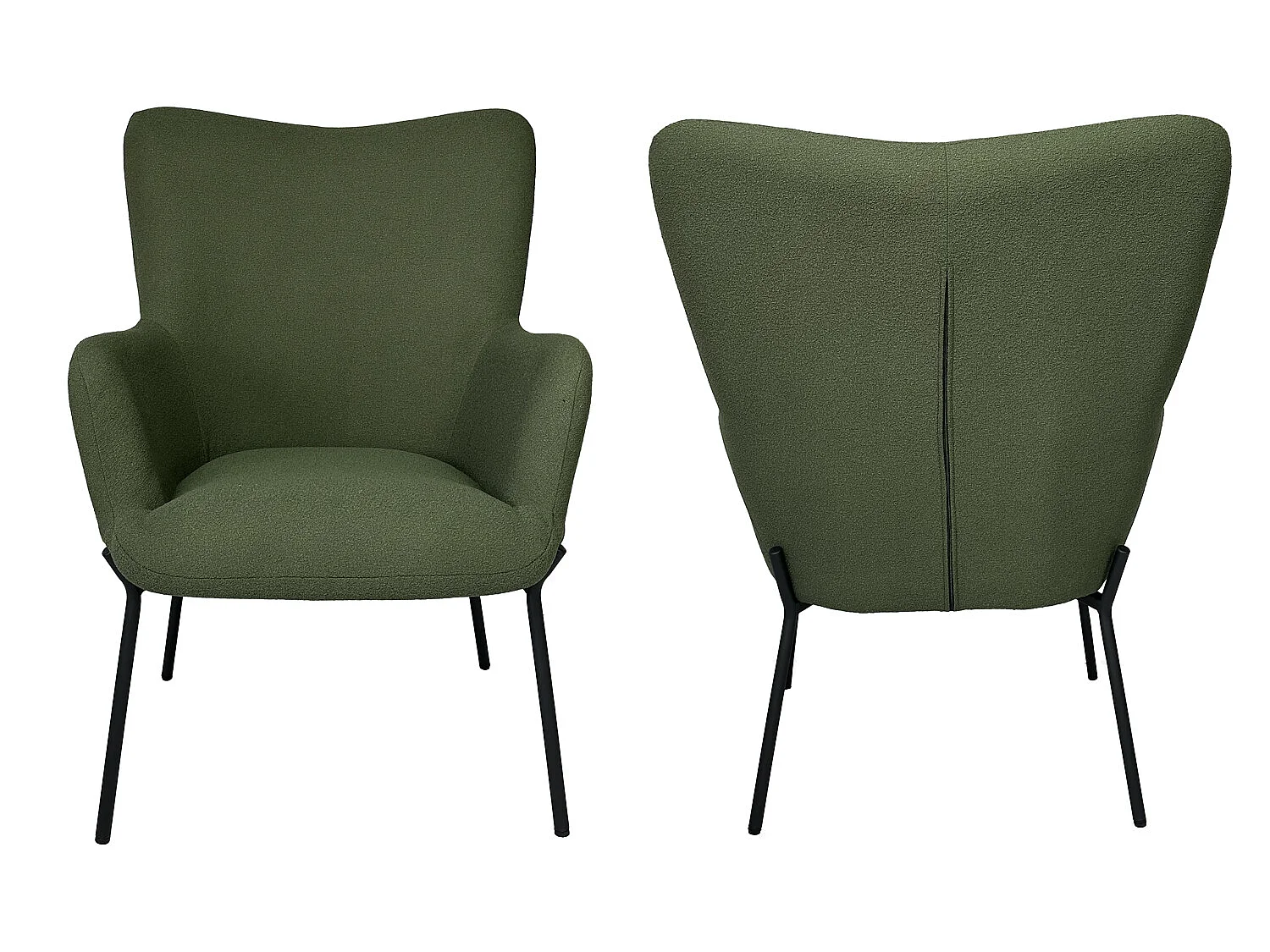 Fauteuil en tissu boucle vert kaki avec repose-pieds EIRA - HAPPY GARDEN