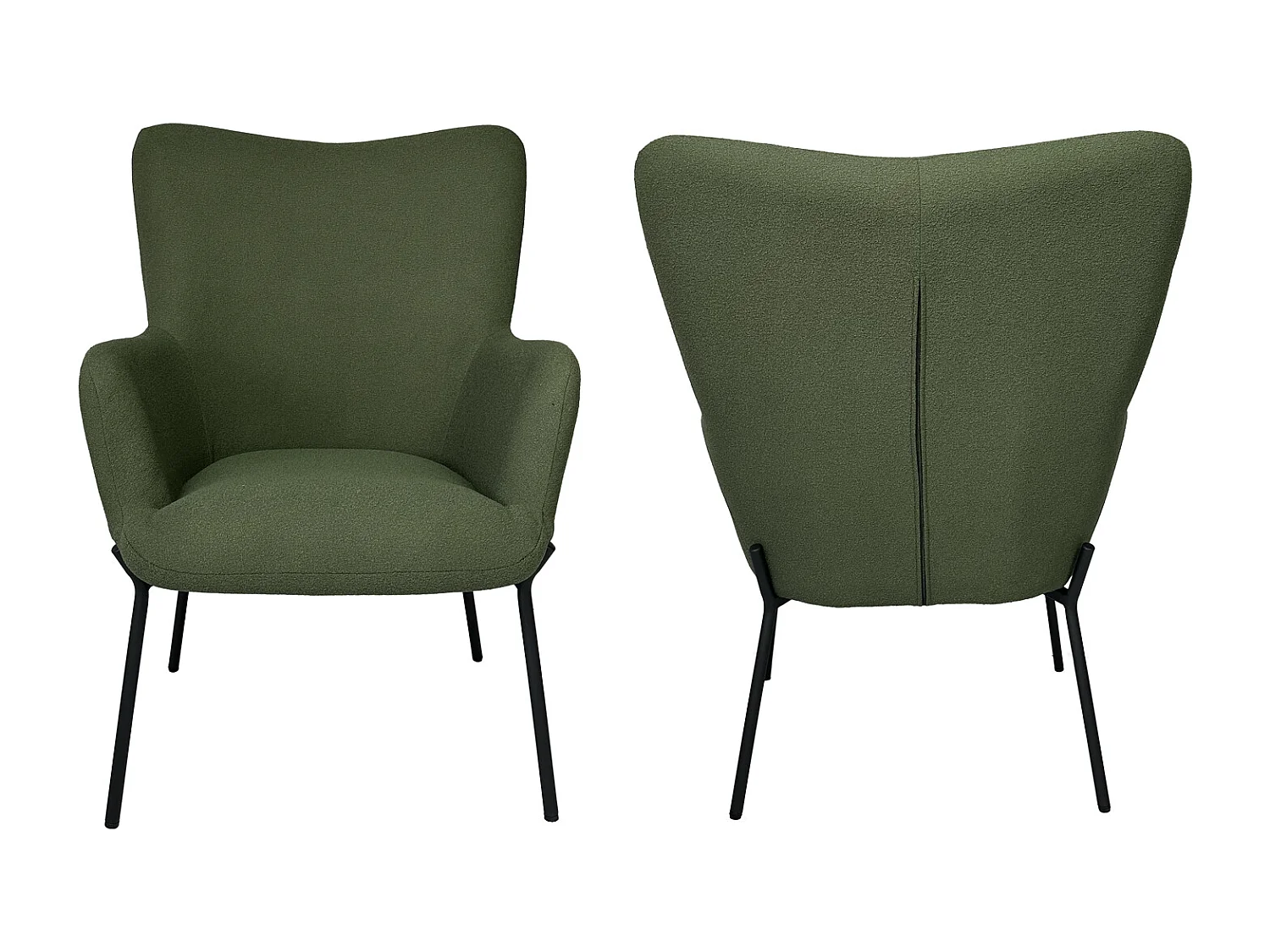 Fauteuil en tissu boucle vert kaki avec repose-pieds EIRA - HAPPY GARDEN