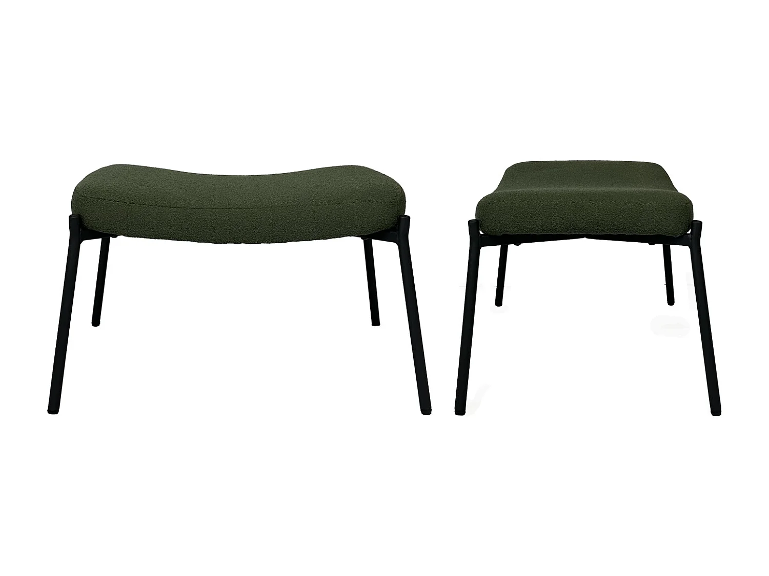 Kaki groene fauteuil van lusstof met voetsteun EIRA