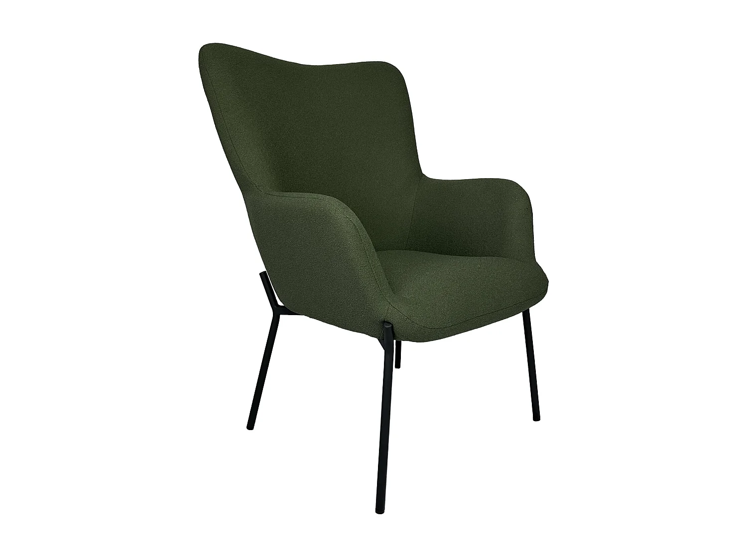 Kaki groene fauteuil van lusstof met voetsteun EIRA