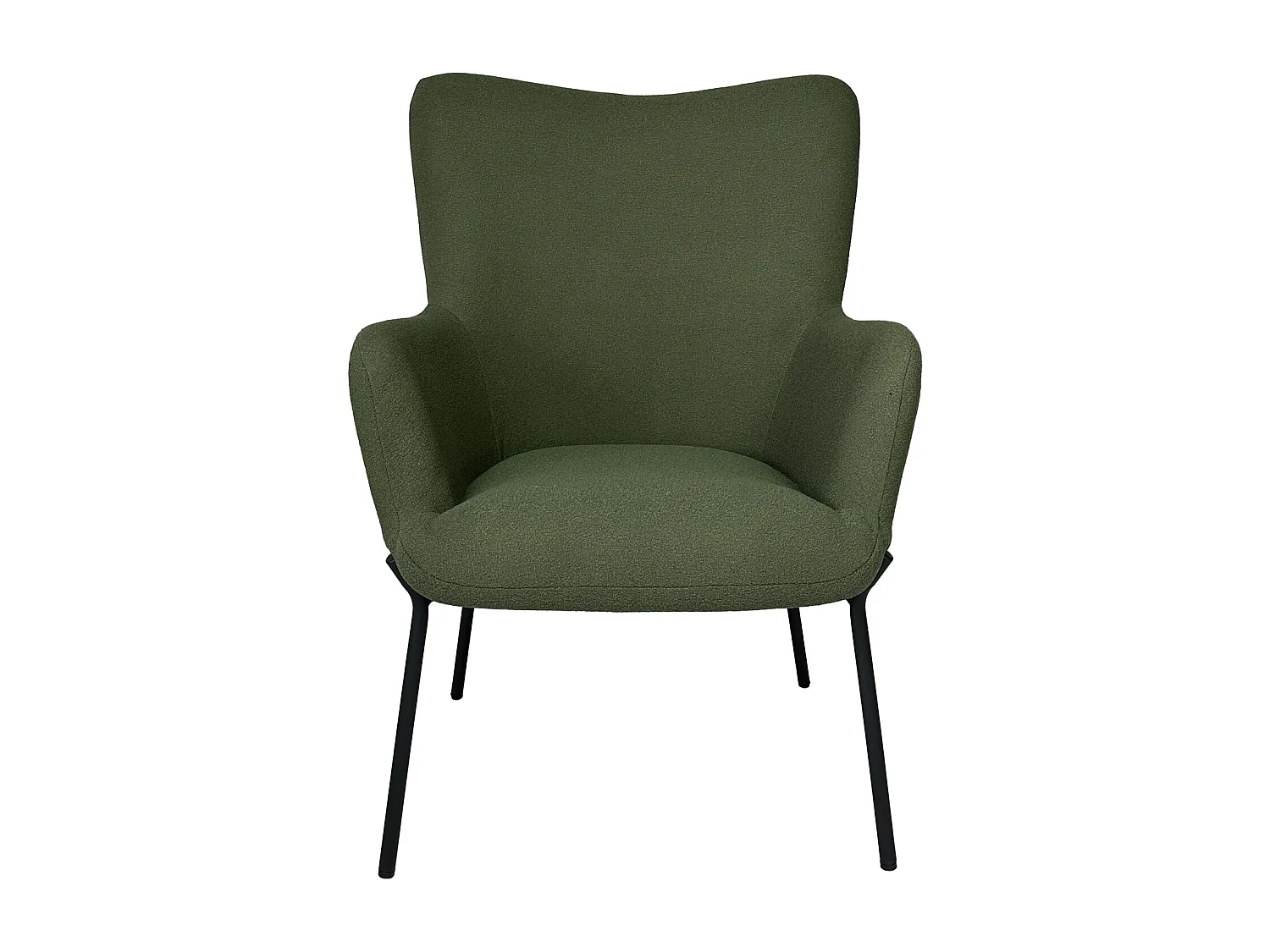 Kaki groene fauteuil van lusstof met voetsteun EIRA