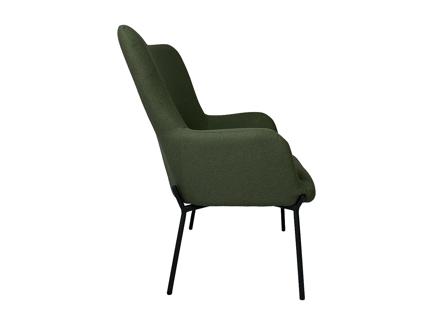 Fauteuil en tissu boucle vert kaki avec repose-pieds EIRA - HAPPY GARDEN