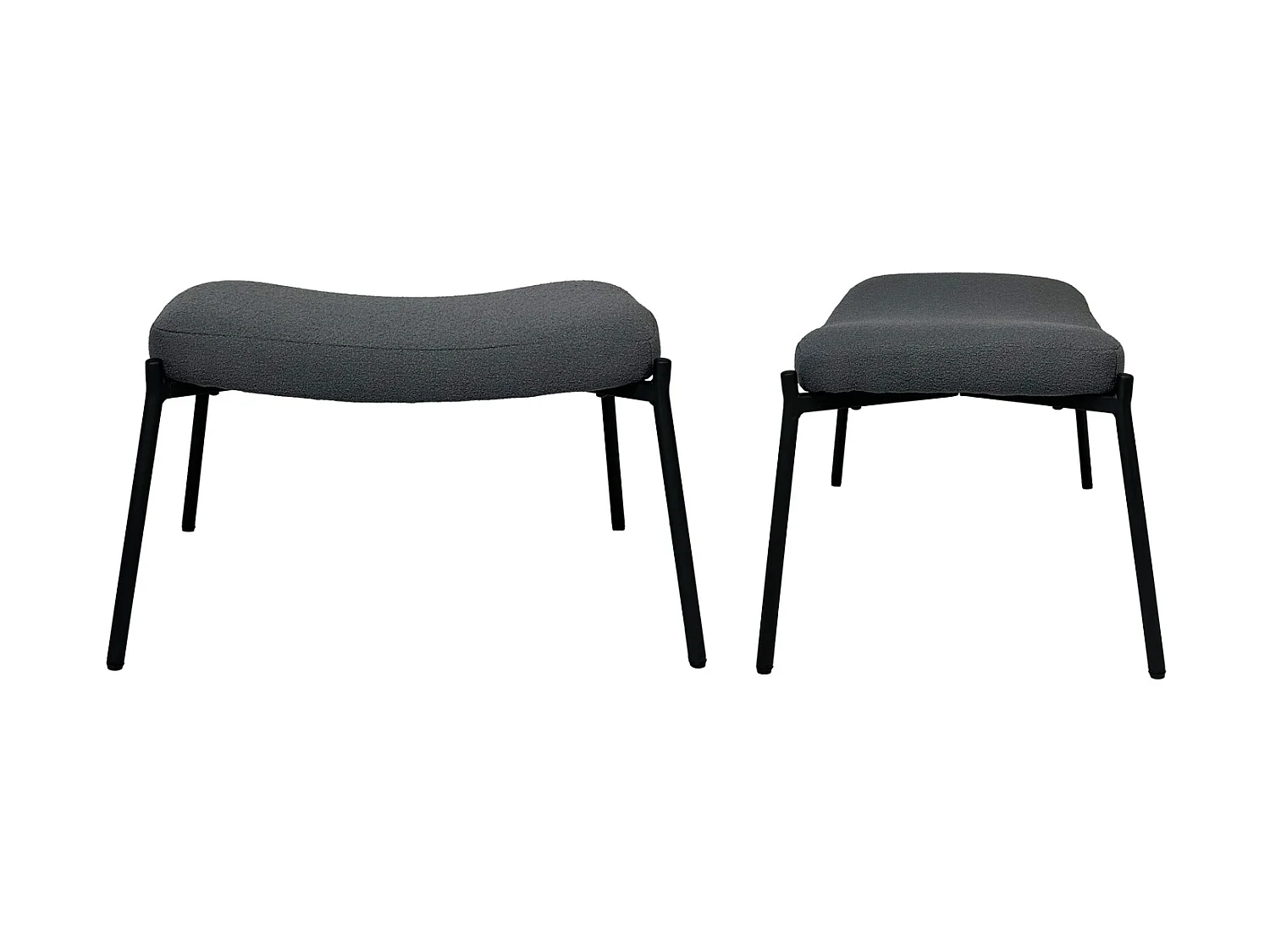 Cadeirão de tecido de laço cinzento com apoio para os pés EIRA