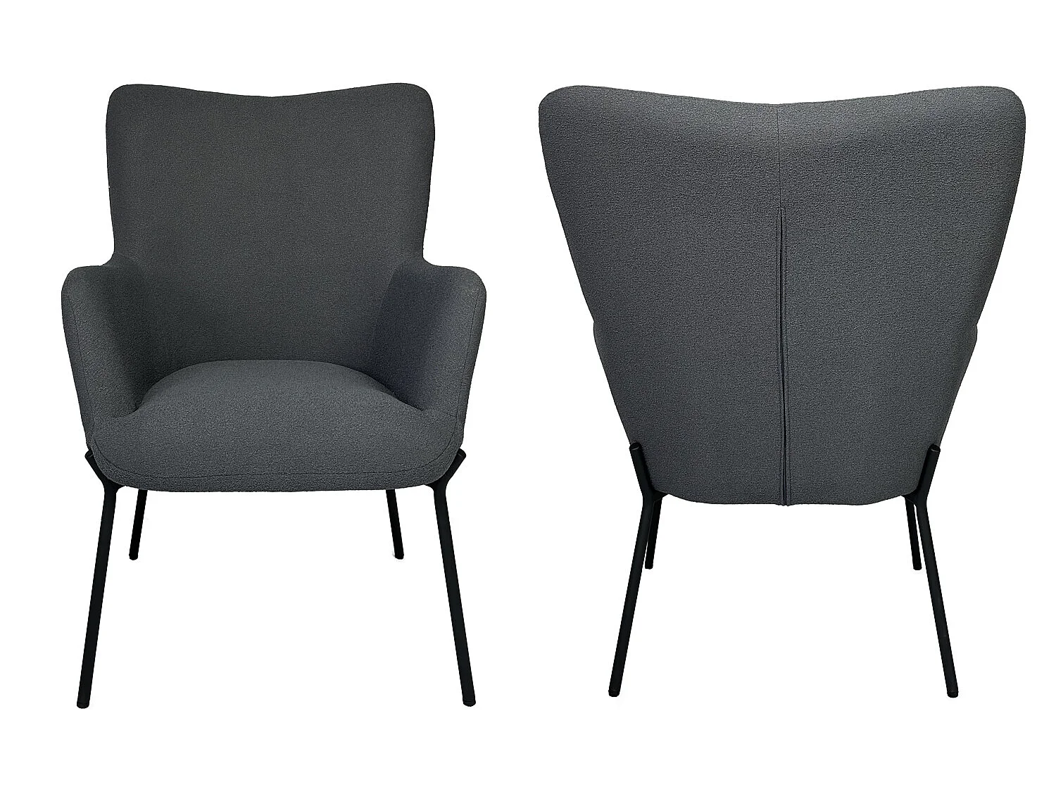 Fauteuil en tissu boucle gris avec repose-pieds EIRA - HAPPY GARDEN