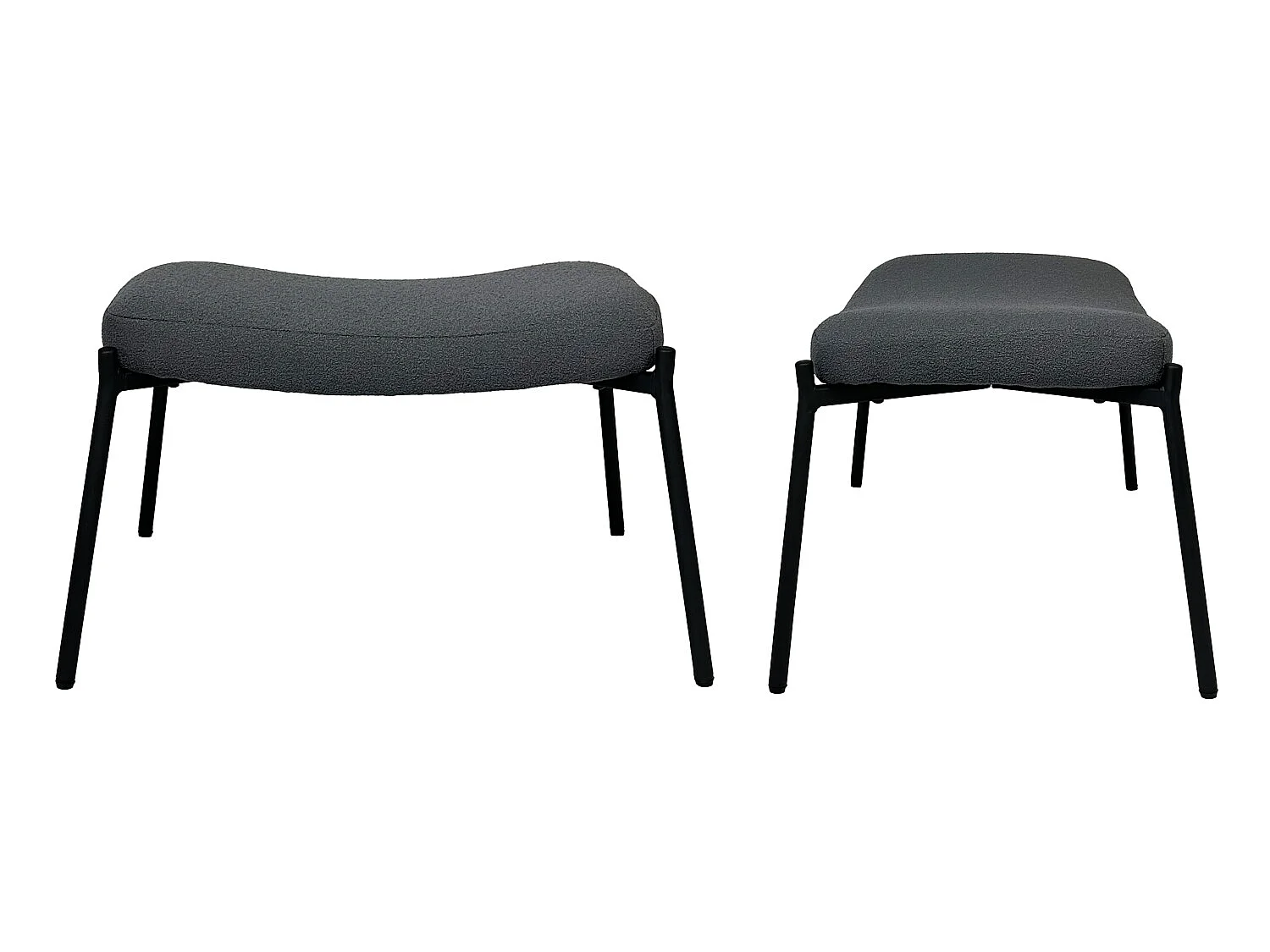 Fauteuil en tissu boucle gris avec repose-pieds EIRA - HAPPY GARDEN