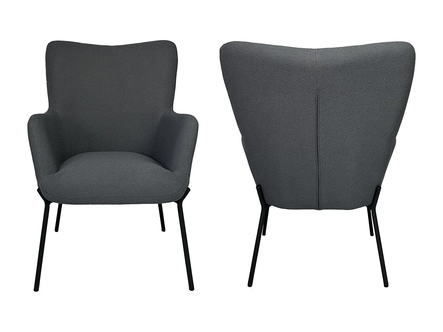 Fauteuil en tissu boucle gris avec repose-pieds EIRA - HAPPY GARDEN