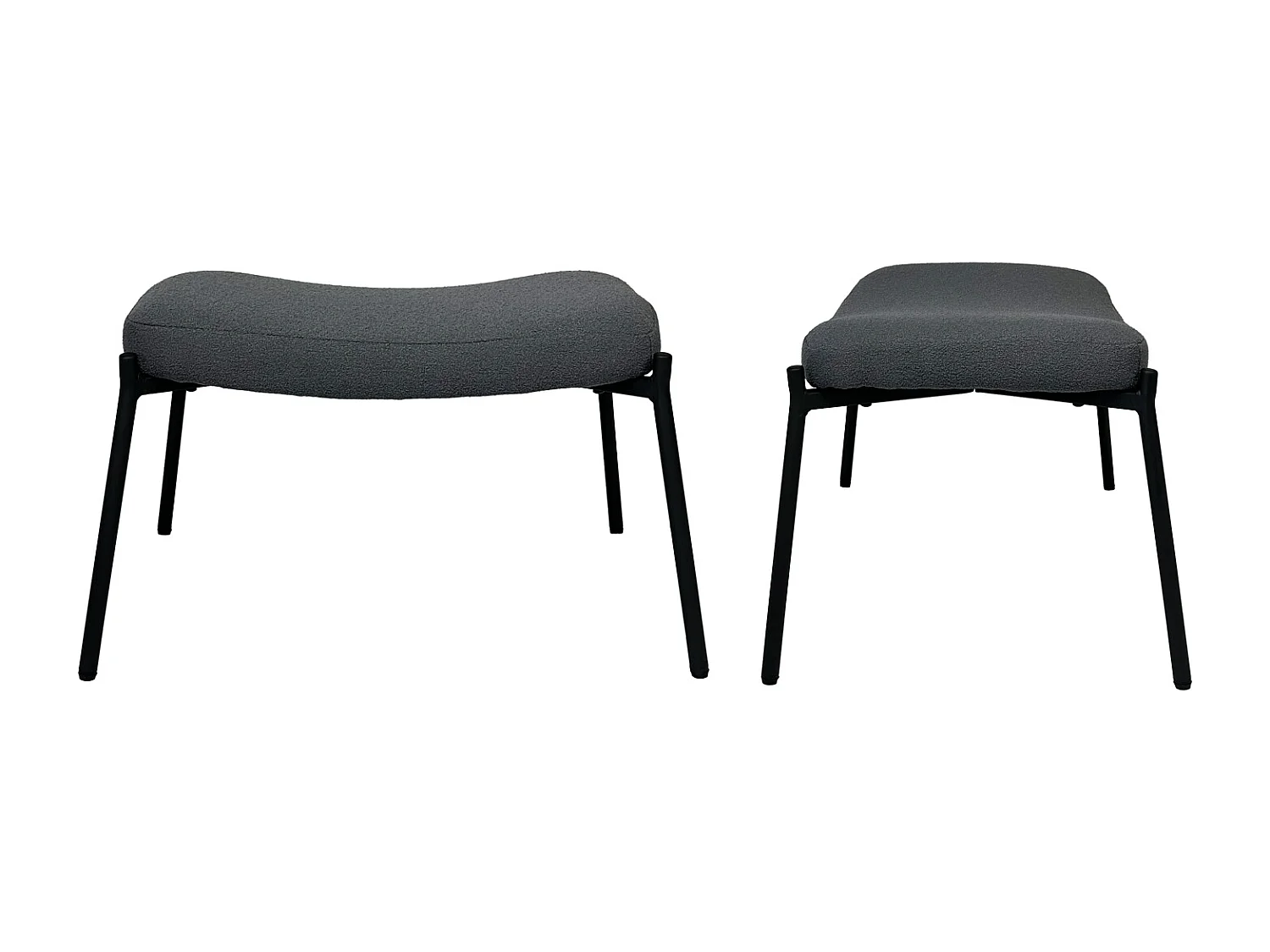 Fauteuil en tissu boucle gris avec repose-pieds EIRA - HAPPY GARDEN