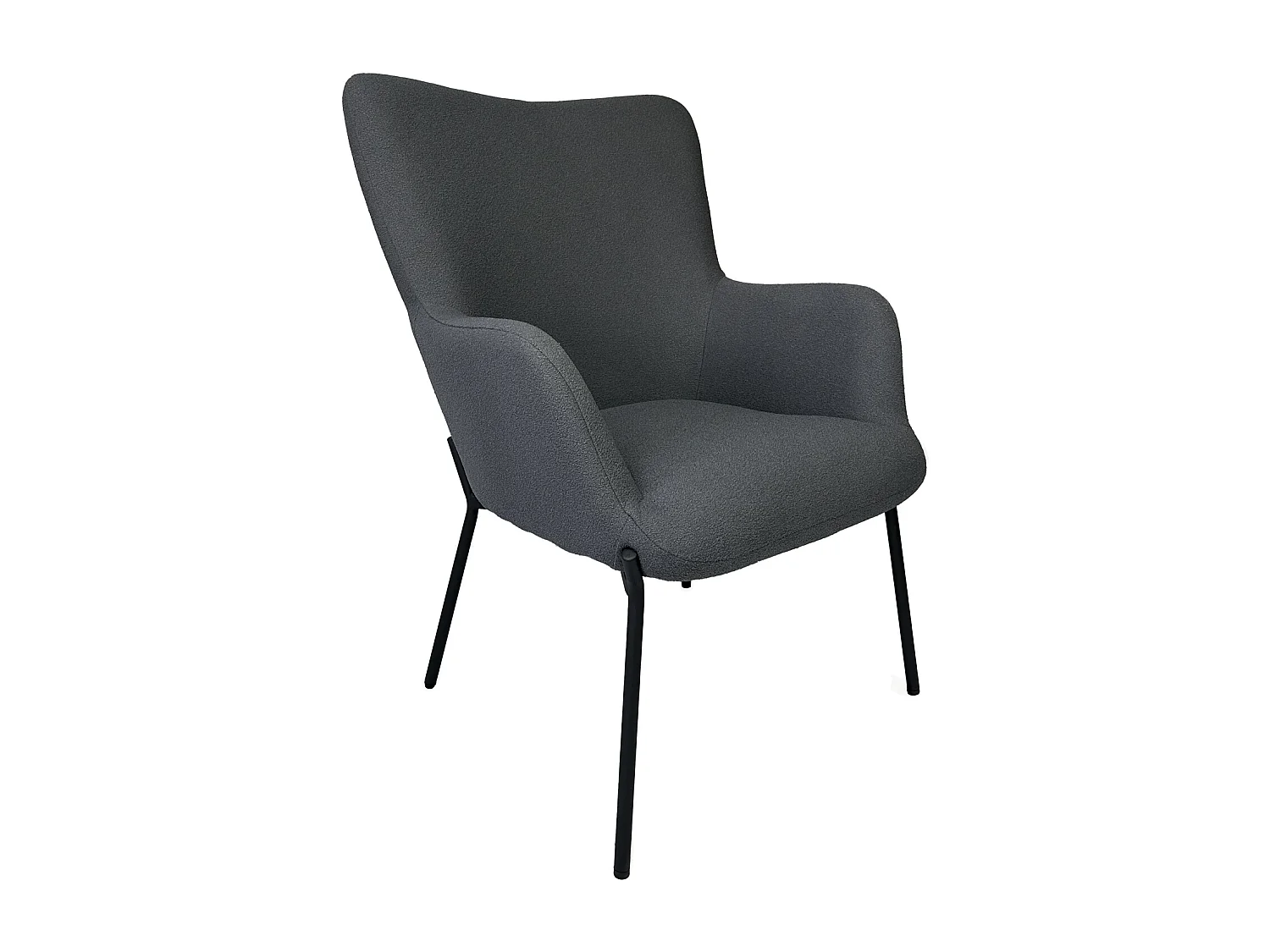 Fauteuil en tissu boucle gris avec repose-pieds EIRA - HAPPY GARDEN