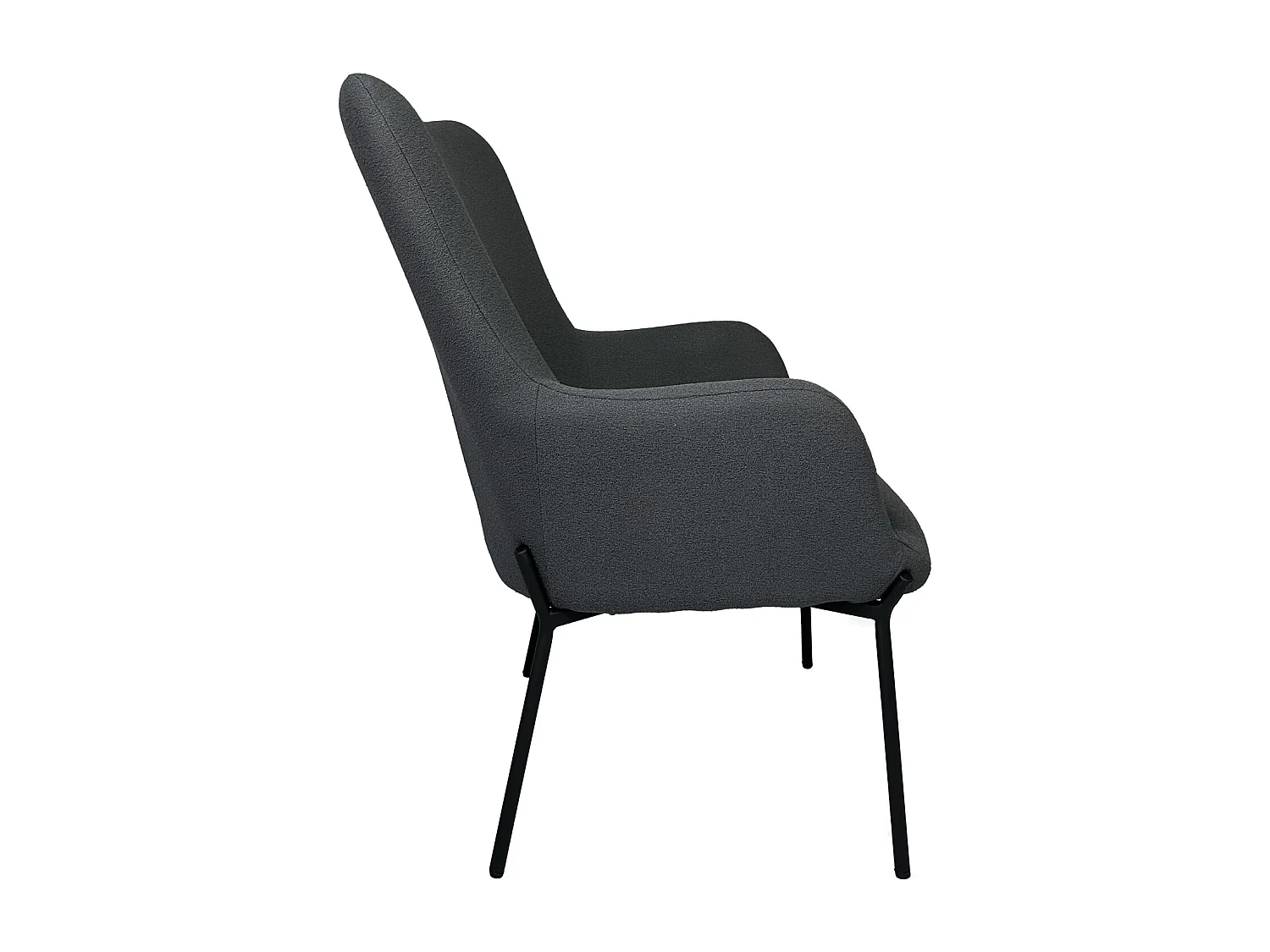 Fauteuil en tissu boucle gris avec repose-pieds EIRA - HAPPY GARDEN