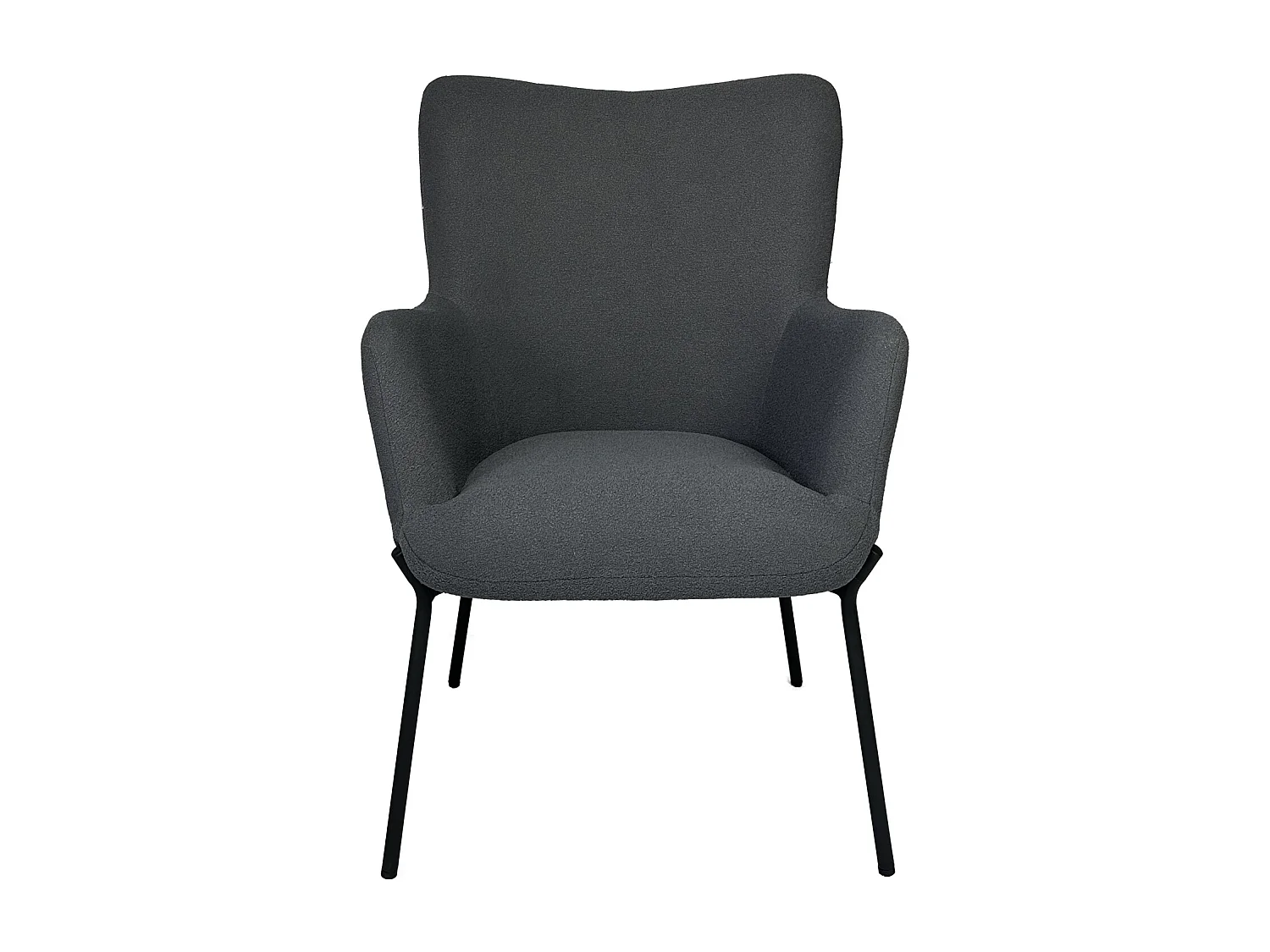 Fauteuil en tissu boucle gris avec repose-pieds EIRA - HAPPY GARDEN