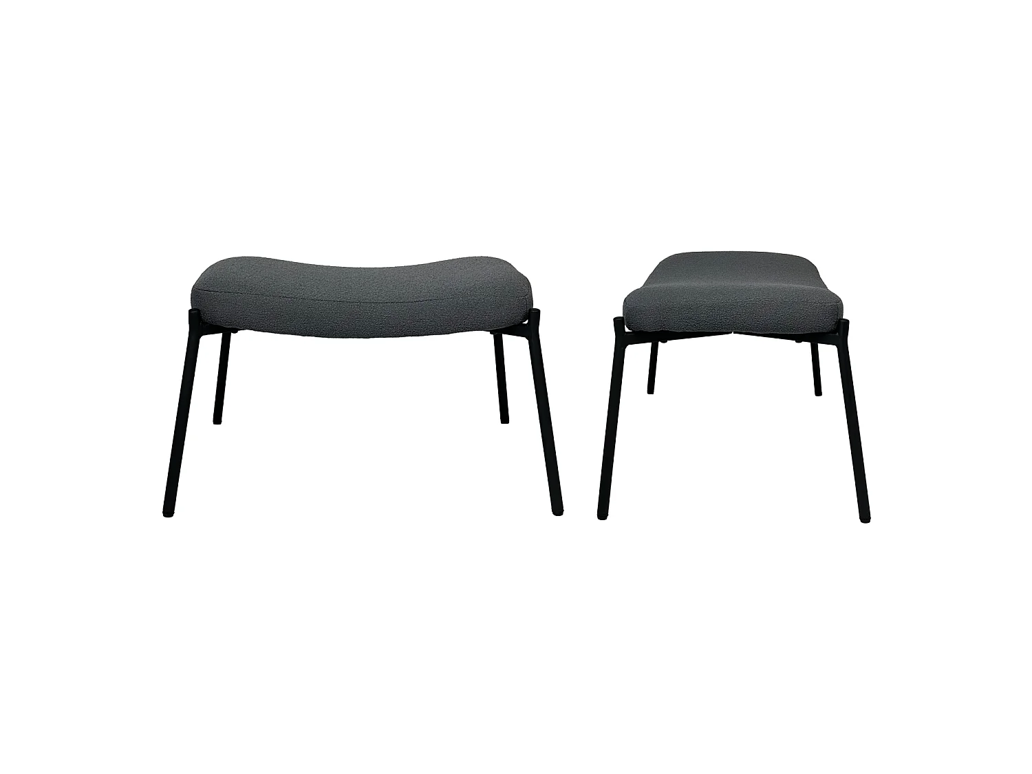 Fauteuil en tissu boucle gris avec repose-pieds EIRA - HAPPY GARDEN