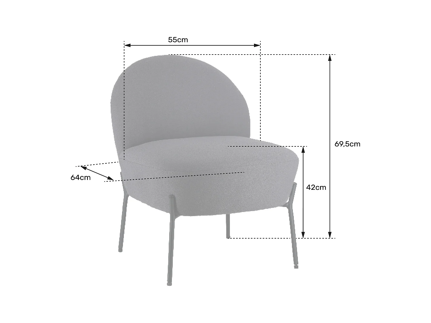 Fauteuil in roestkleurige lusstof HELMI