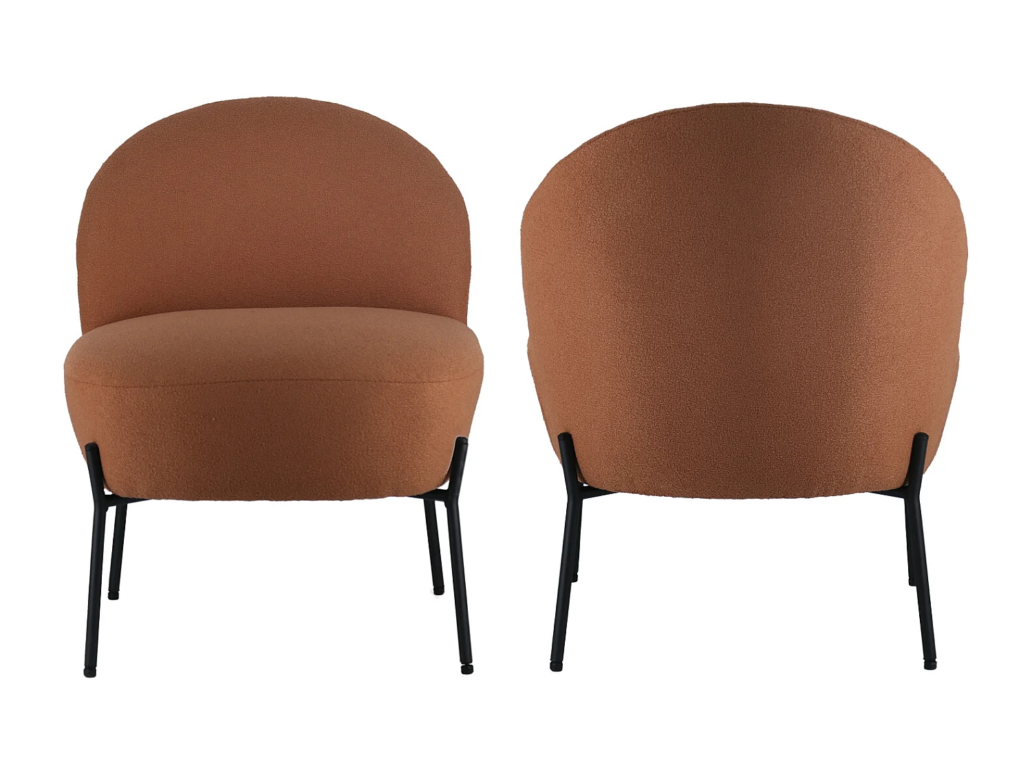 Poltrona em tecido de laçada cor de ferrugem HELMI