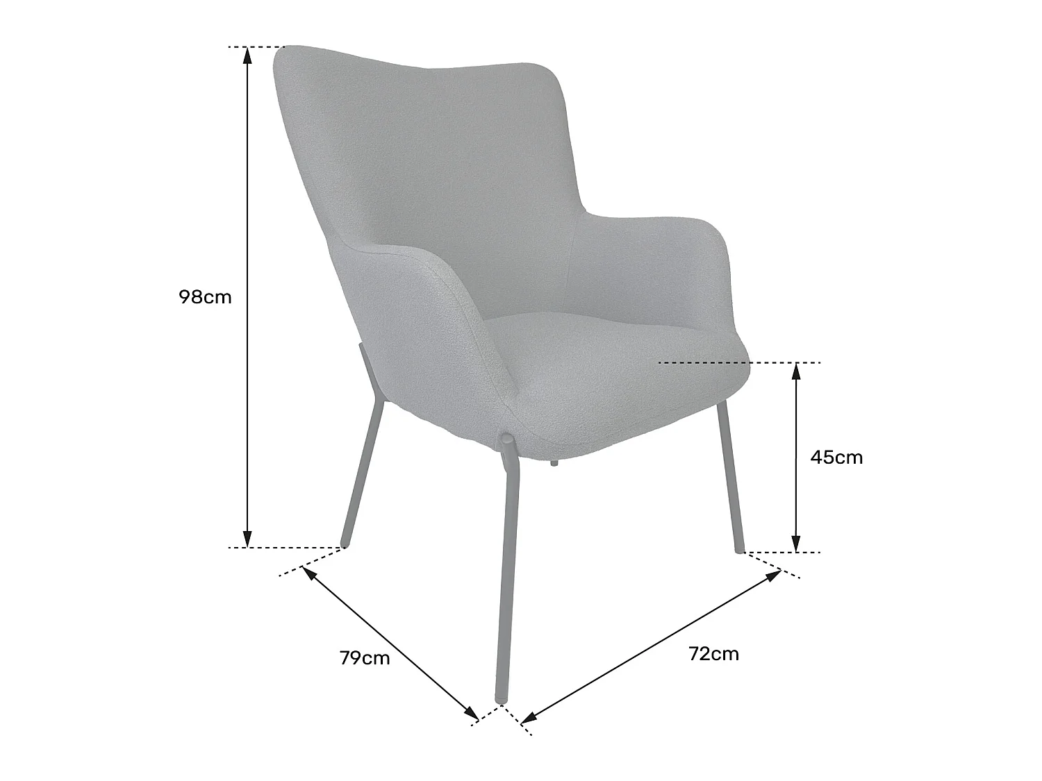 Sillón en tejido bouclé gris EIRA