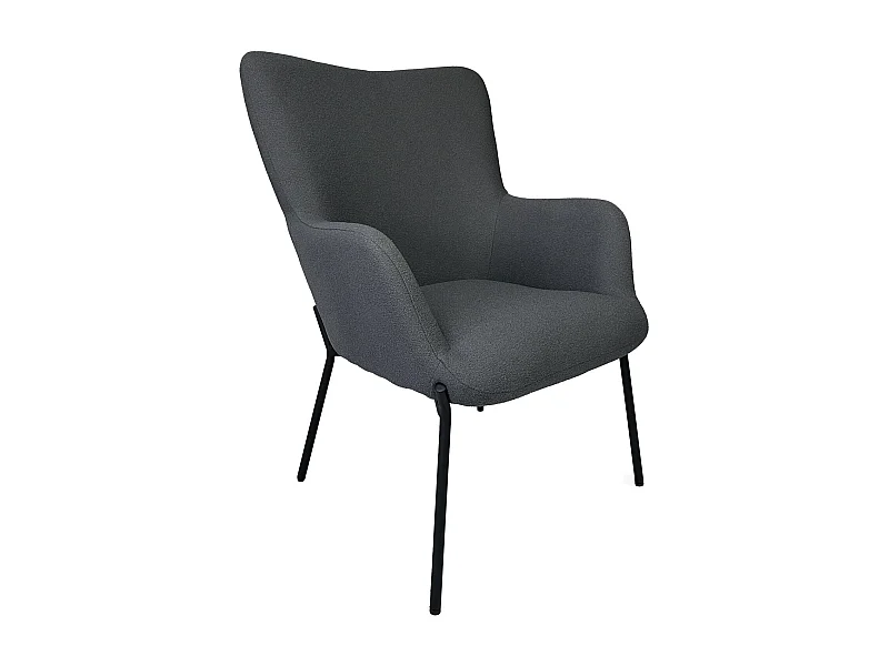 Fauteuil en tissu boucle gris EIRA - HAPPY GARDEN
