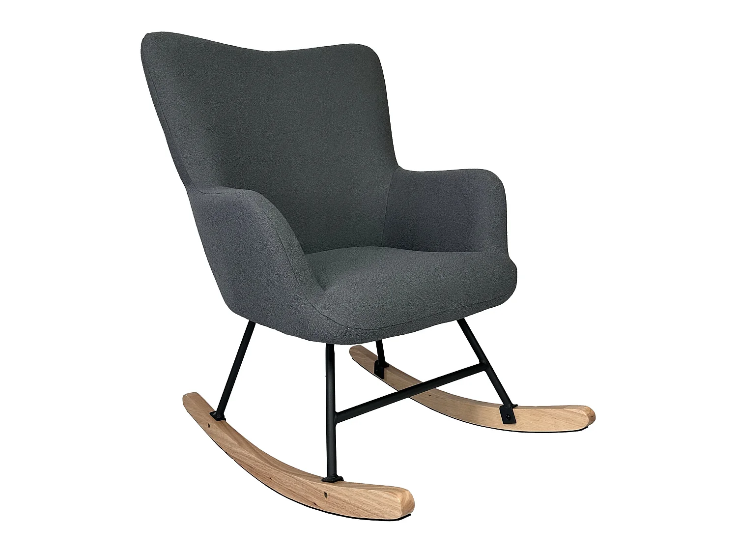 Schommelstoel van grijze lusstof KAIRA