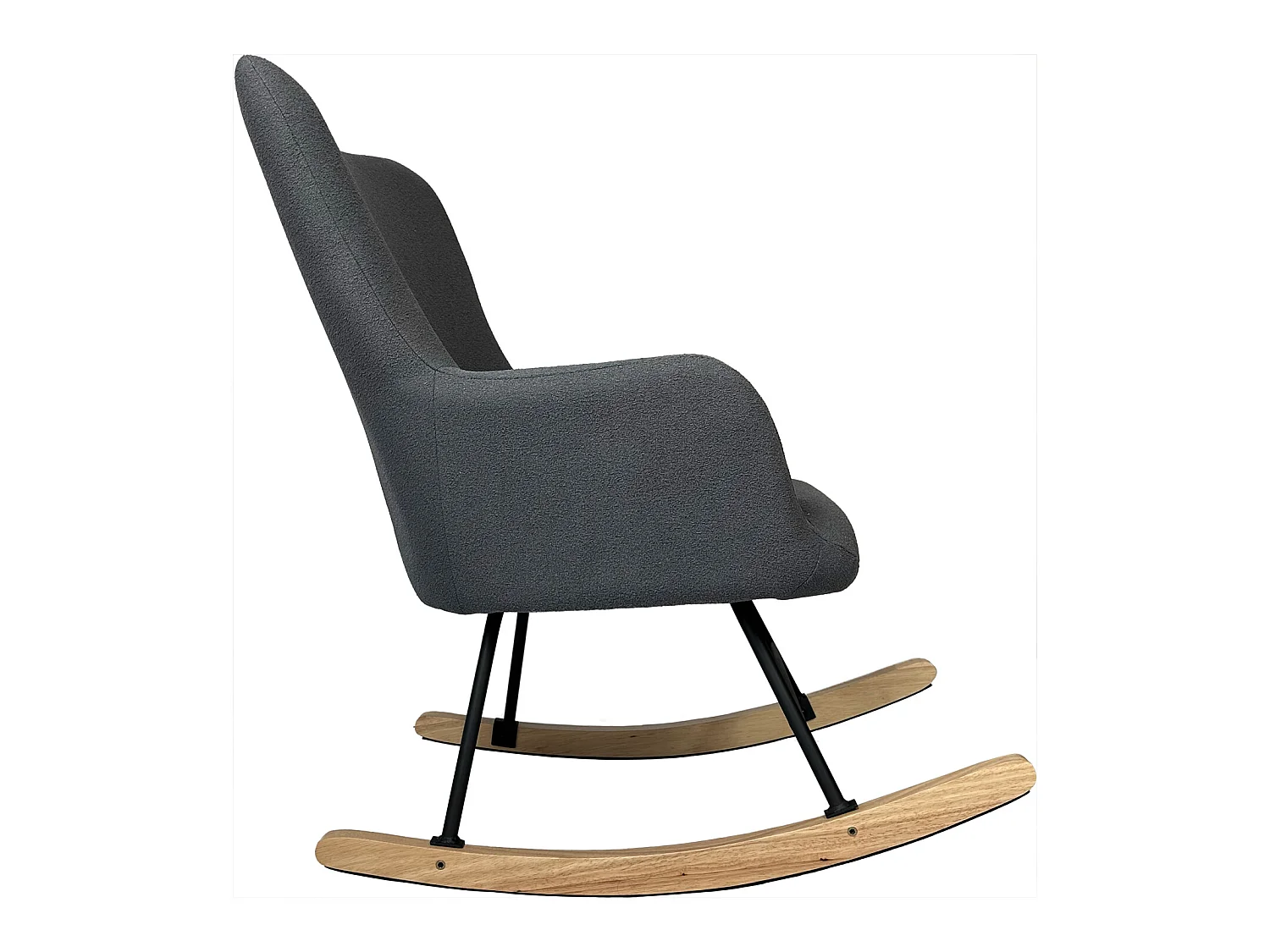 Schommelstoel van grijze lusstof KAIRA