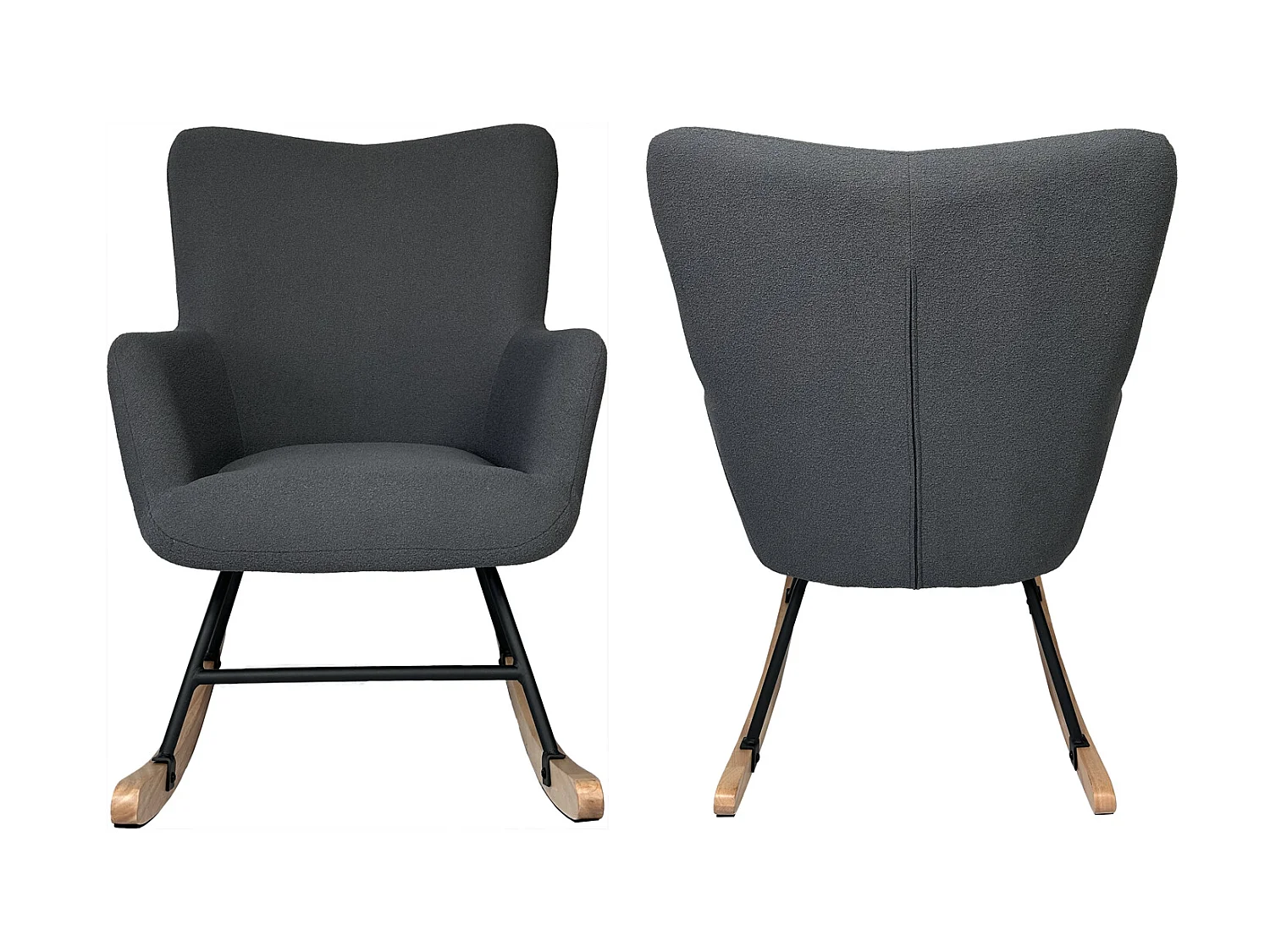 Schommelstoel van grijze lusstof KAIRA