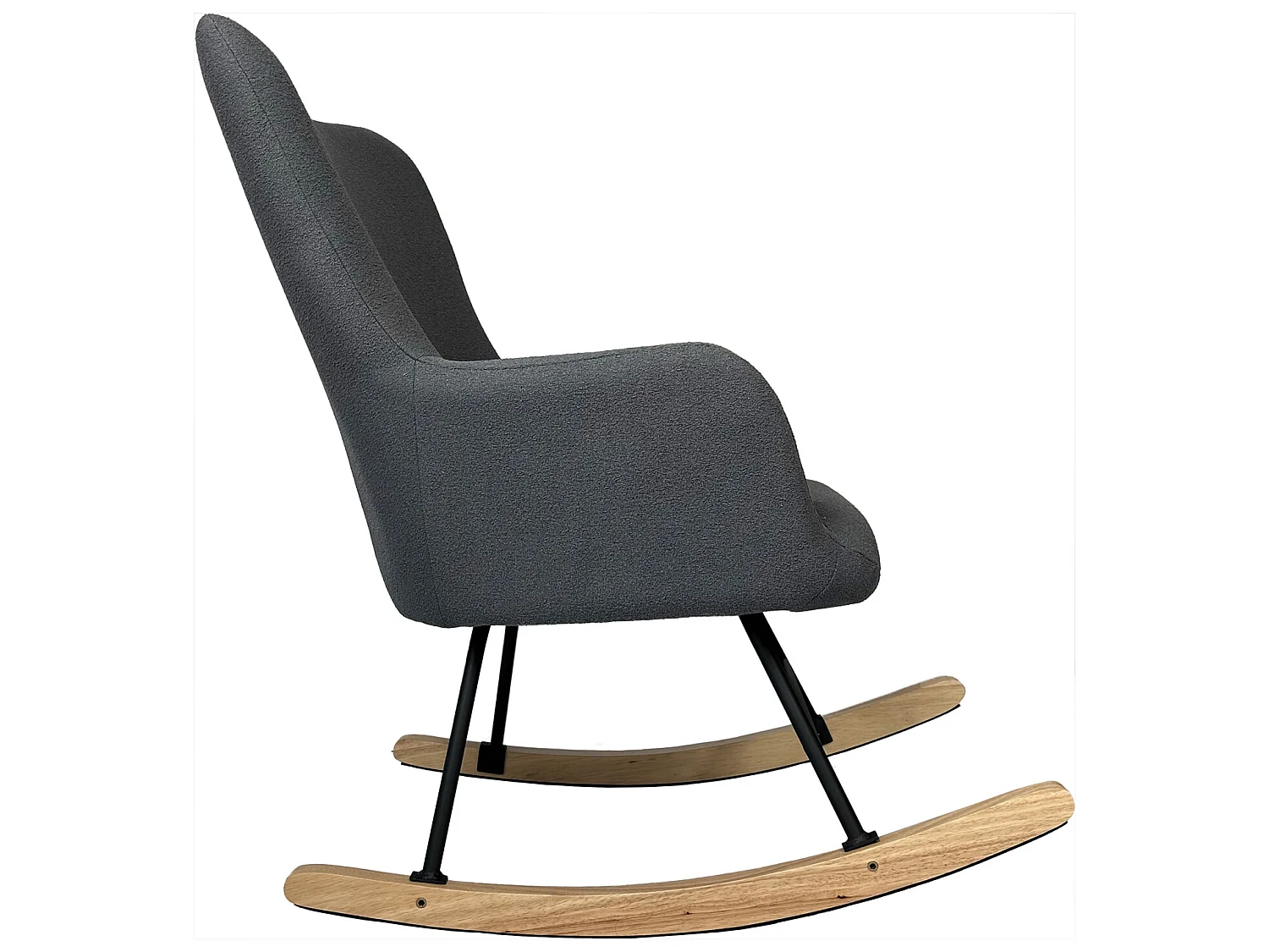 Fauteuil à bascule en tissu boucle gris KAIRA - HAPPY GARDEN