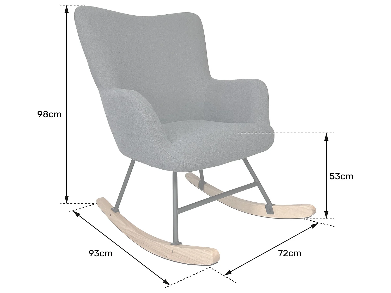 Fauteuil à bascule en tissu boucle gris KAIRA - HAPPY GARDEN