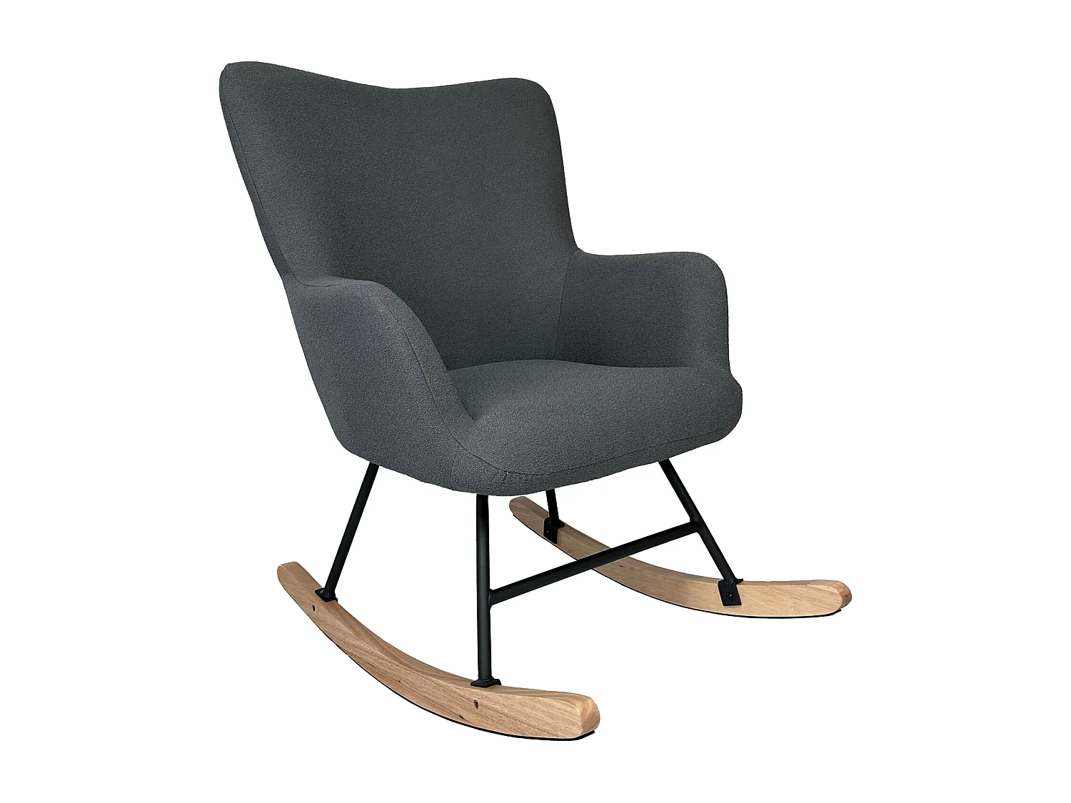 Fauteuil à bascule en tissu boucle gris KAIRA - HAPPY GARDEN