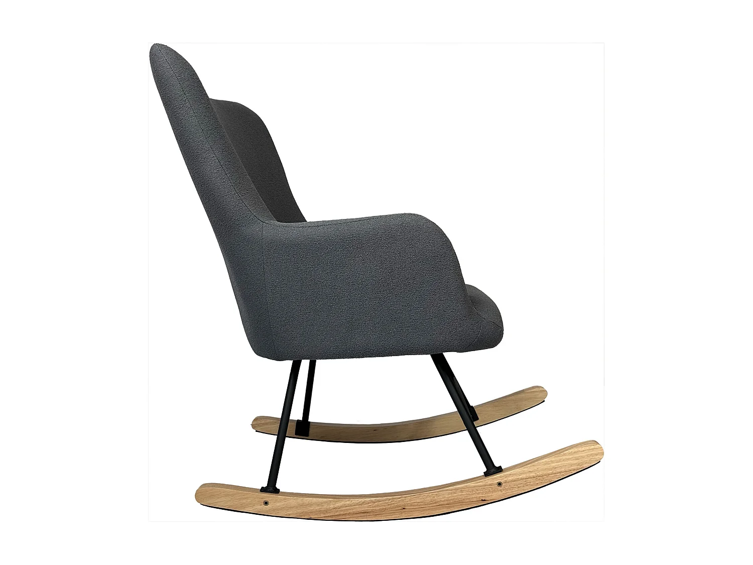 Fauteuil à bascule en tissu boucle gris KAIRA - HAPPY GARDEN