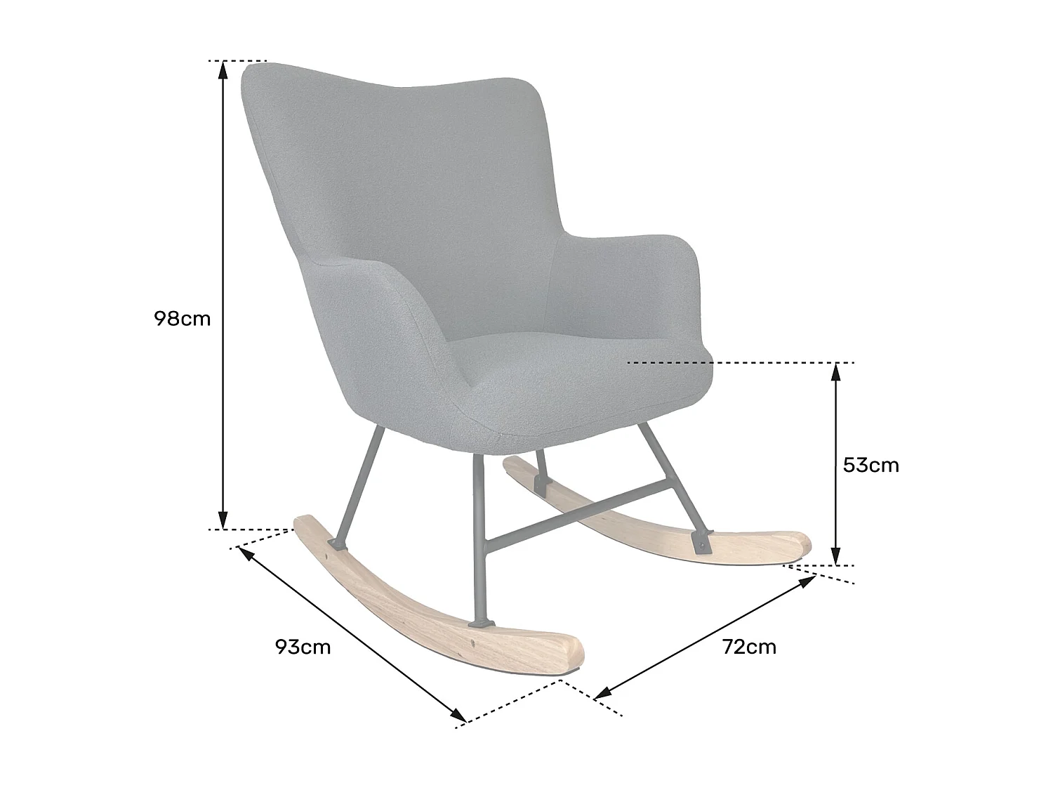 Fauteuil à bascule en tissu boucle gris KAIRA - HAPPY GARDEN