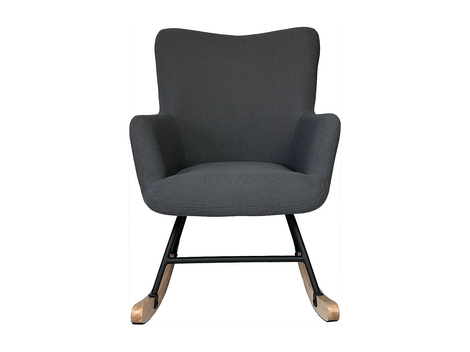 Fauteuil à bascule en tissu boucle gris KAIRA - HAPPY GARDEN