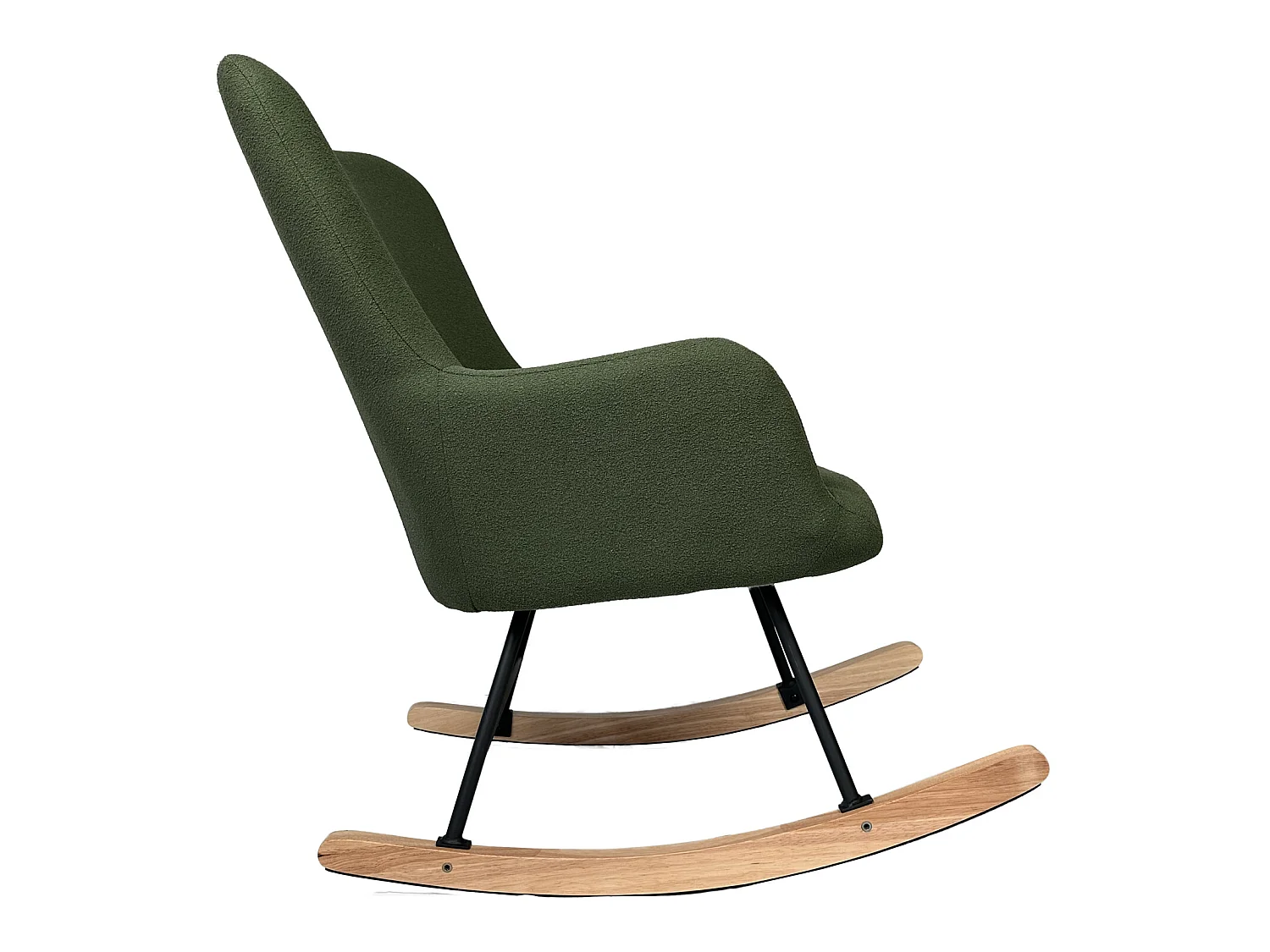 Schommelstoel in kaki groene lusstof KAIRA