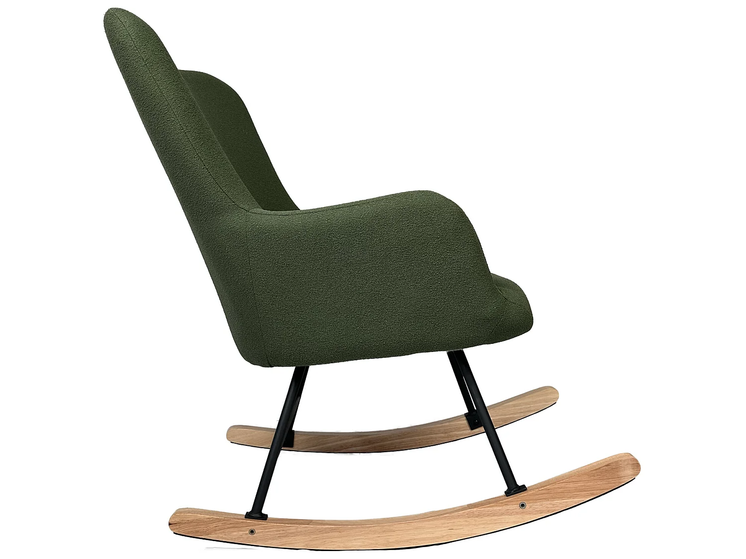 Schommelstoel in kaki groene lusstof KAIRA