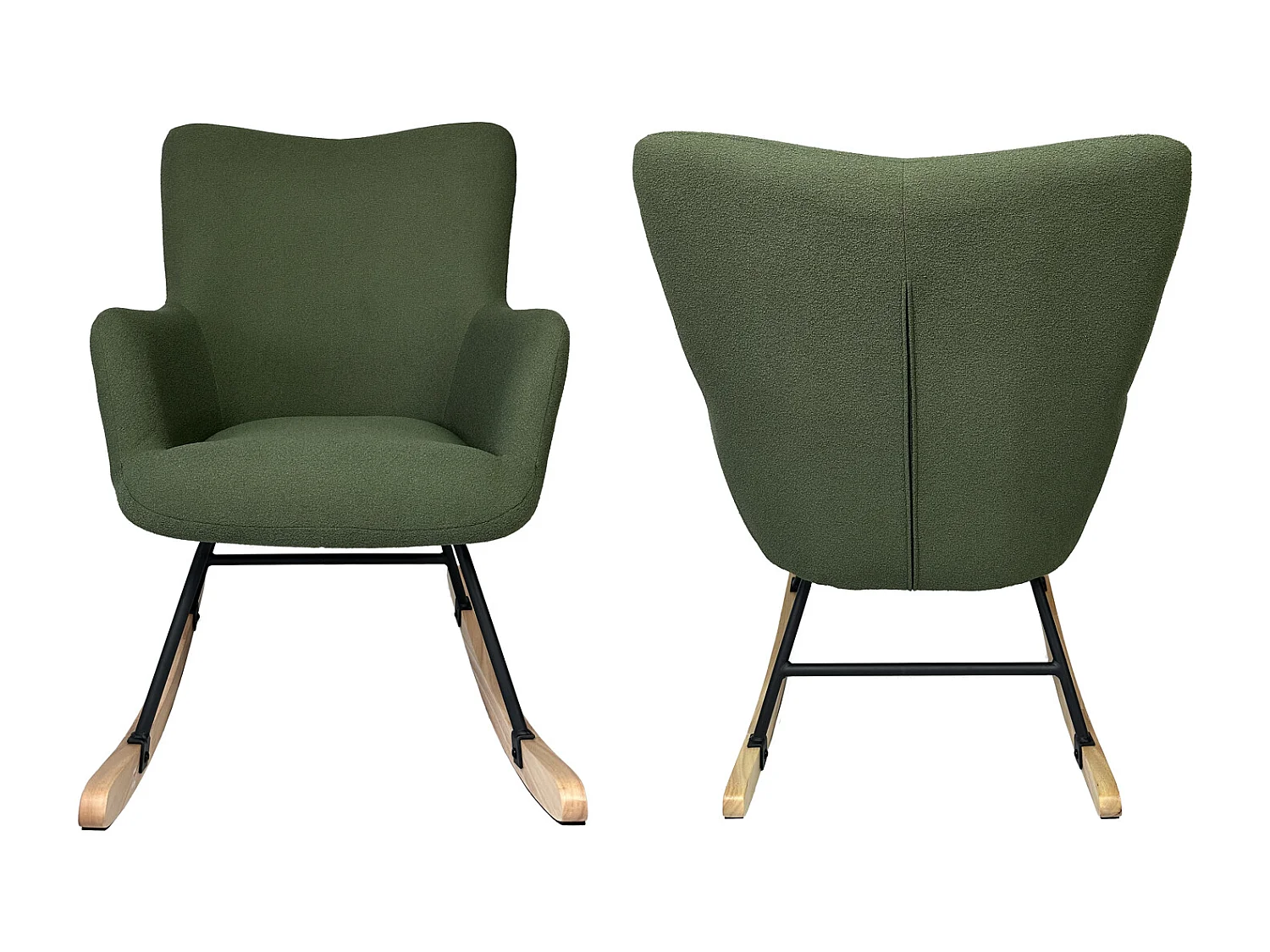 Fauteuil à bascule en tissu boucle vert kaki KAIRA - HAPPY GARDEN